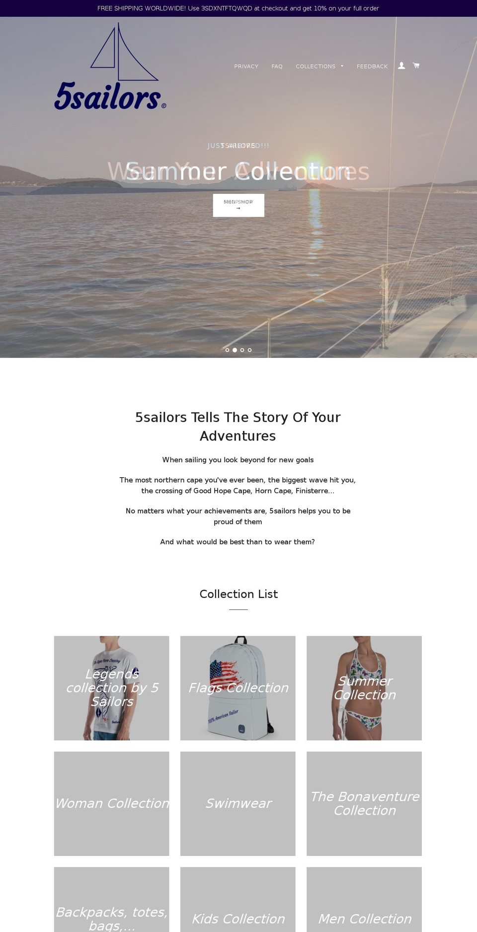 5sailors.com shopify website screenshot