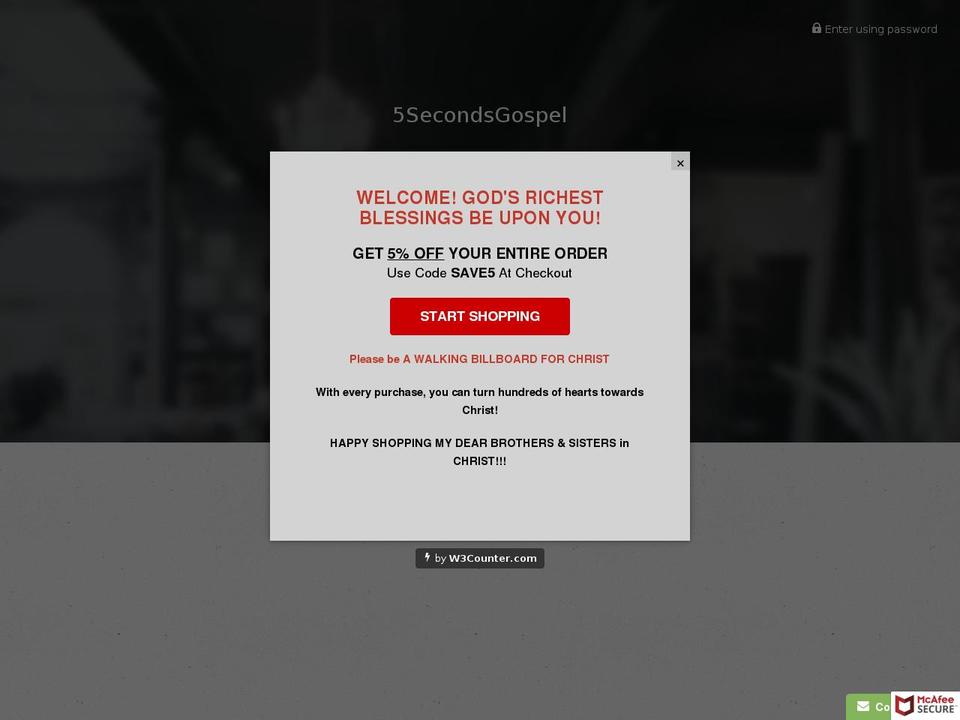 5secondsgospel.com — Shopify storefront screenshot