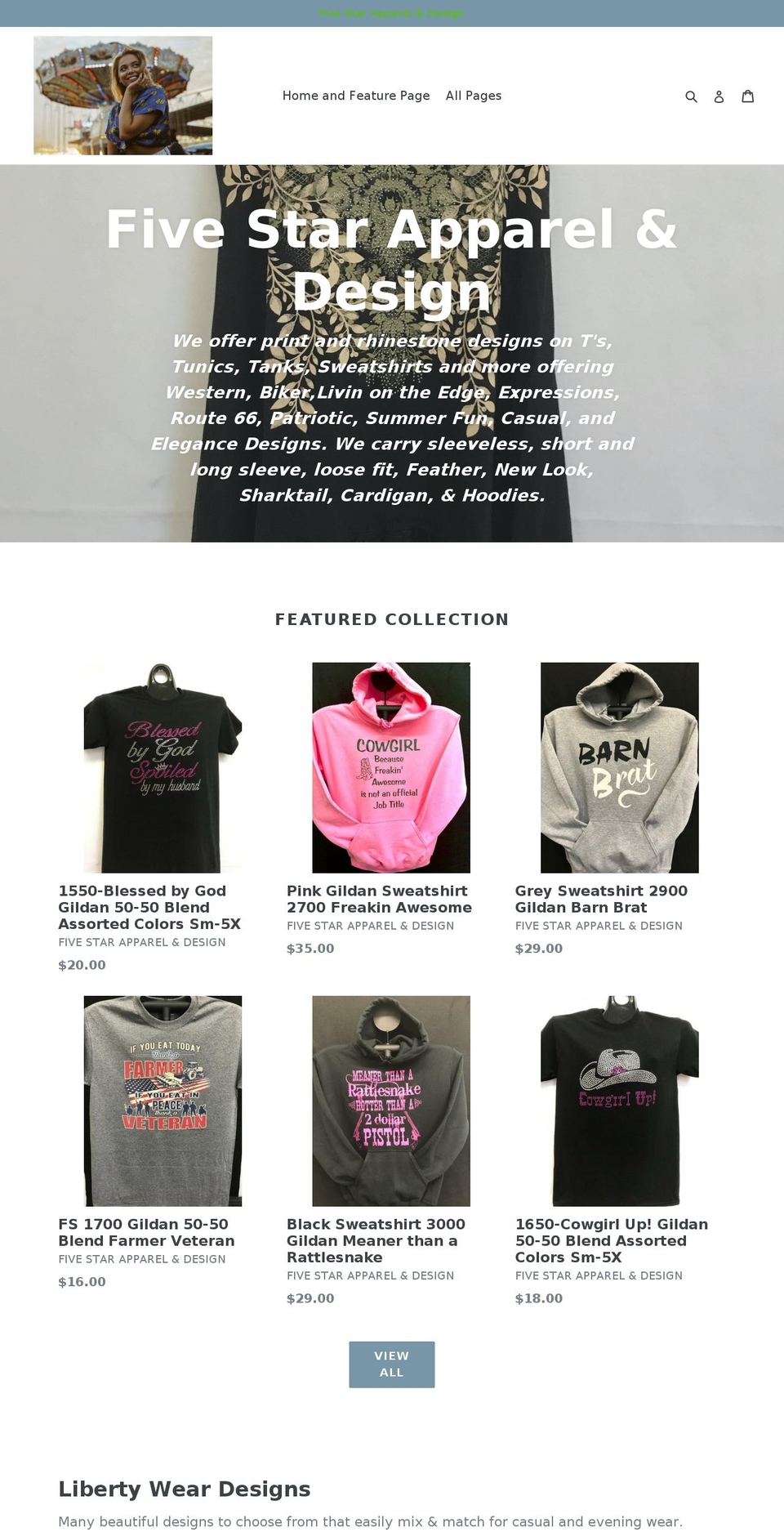 5starappareldesign.com shopify website screenshot