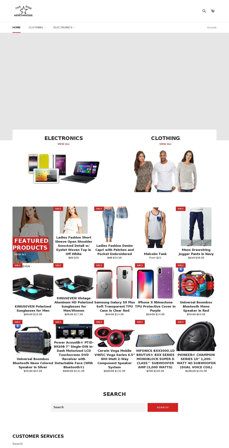 5starmerchandise.com — Shopify storefront screenshot