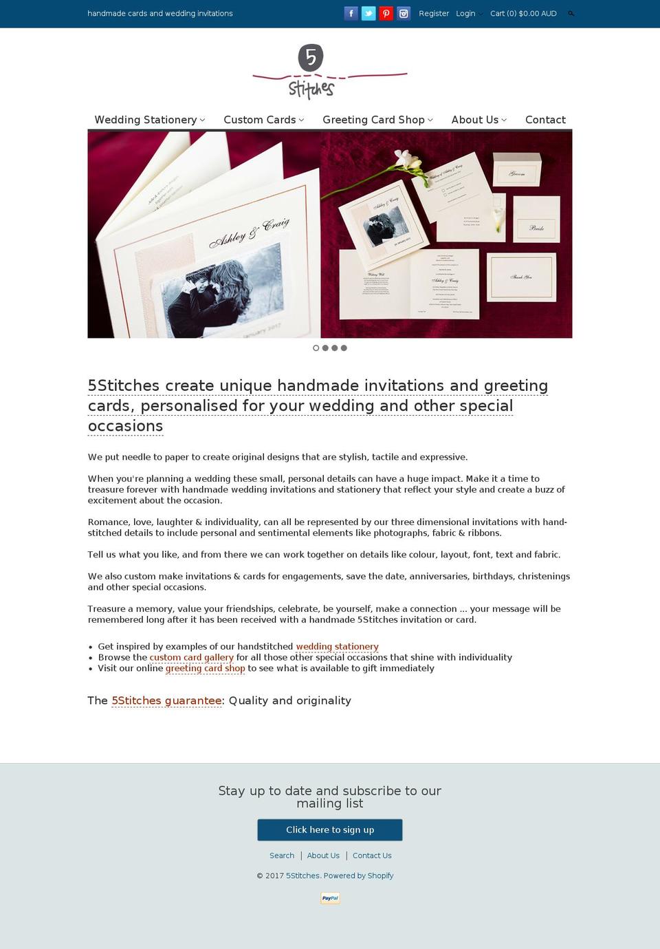 5stitches.com shopify website screenshot