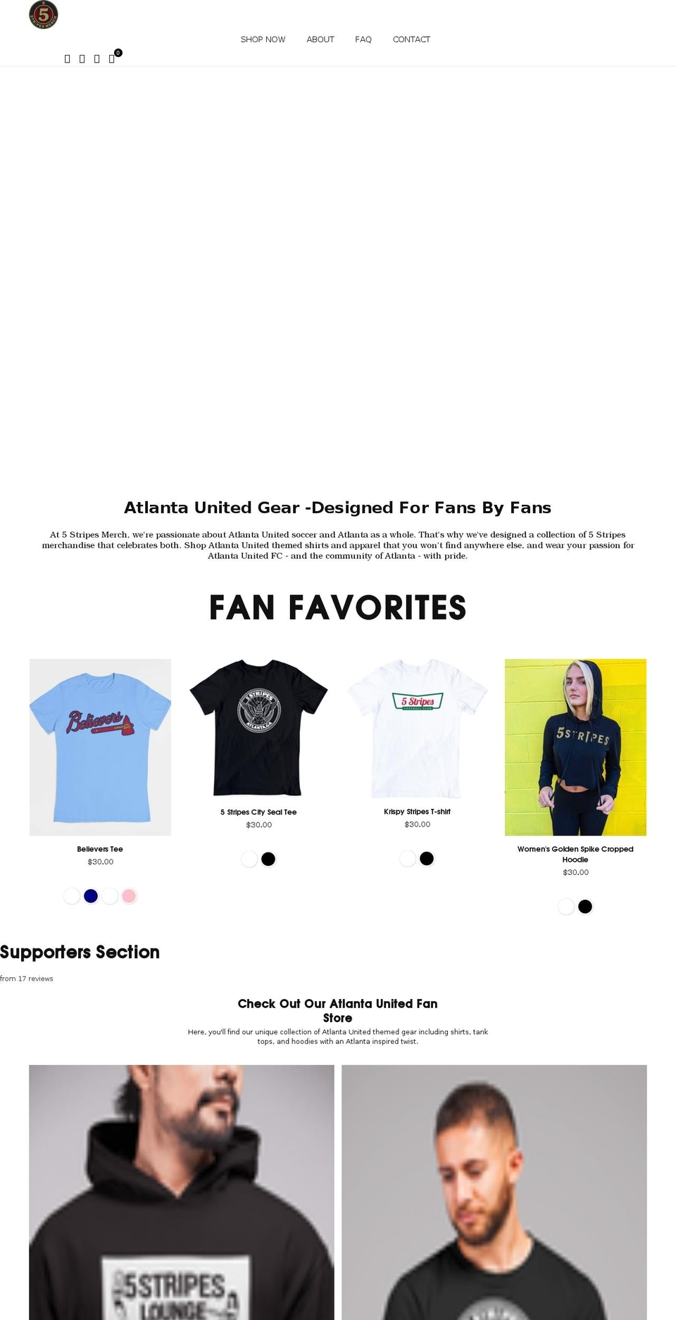 5stripesmerch.com shopify website screenshot