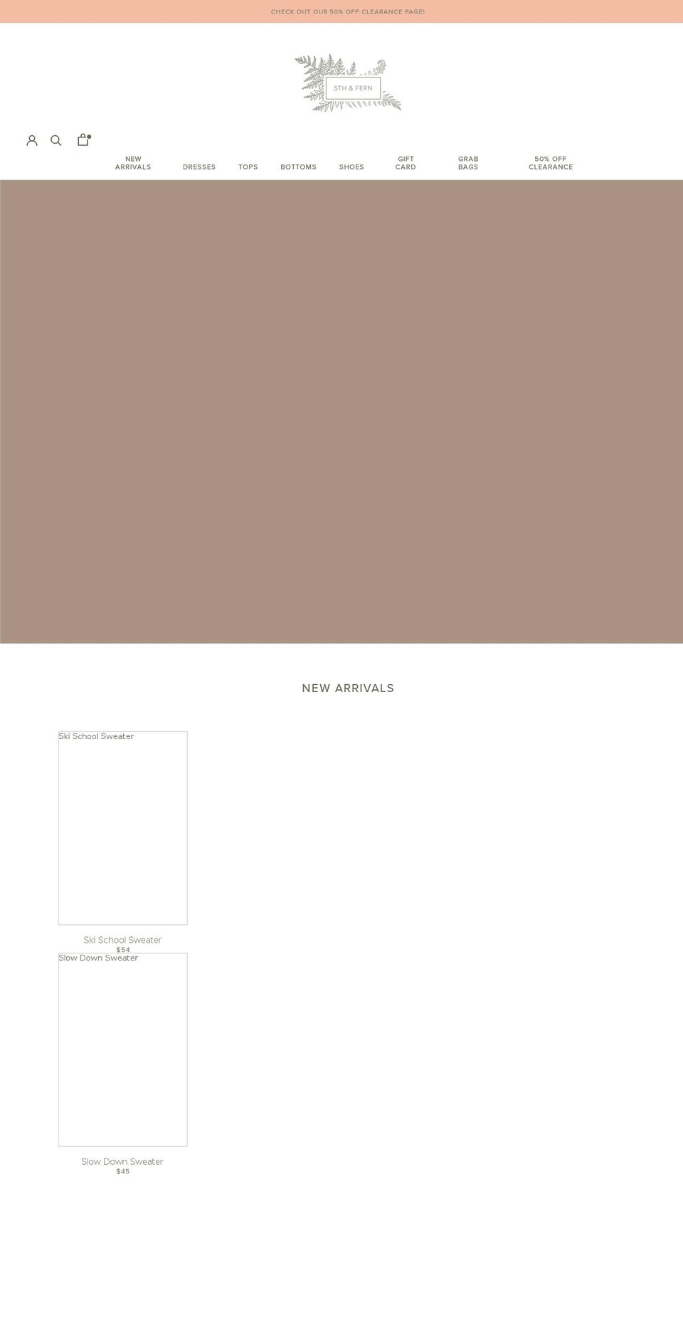 5thandfern.com shopify website screenshot