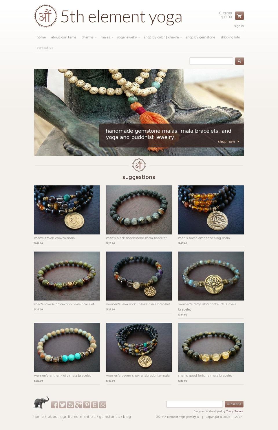 5thelementyoga.com shopify website screenshot