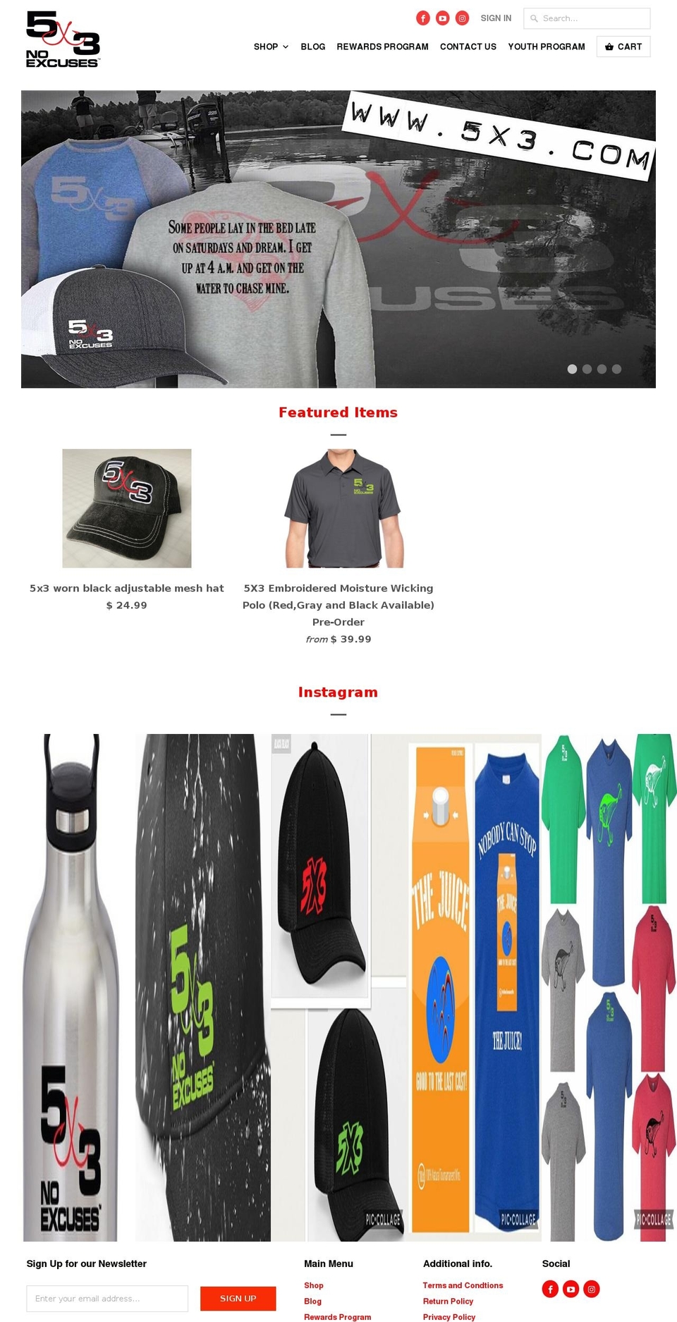 5x3fishing.com — Shopify storefront screenshot