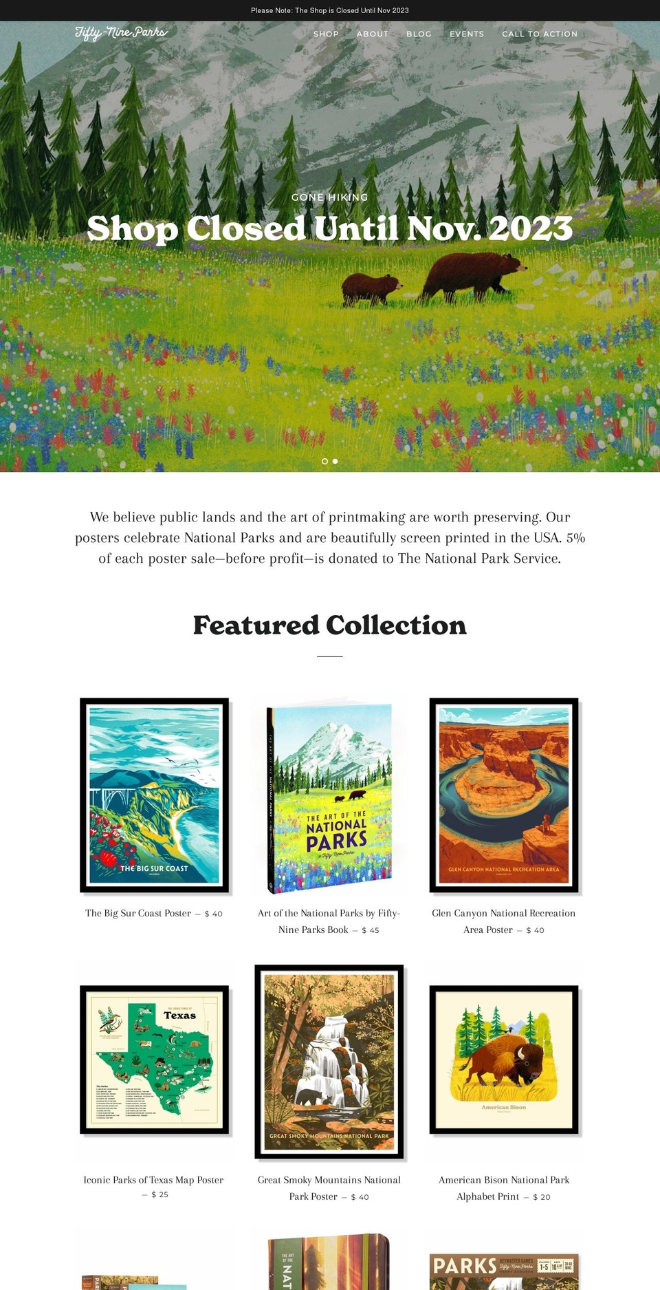 60parks.net shopify website screenshot