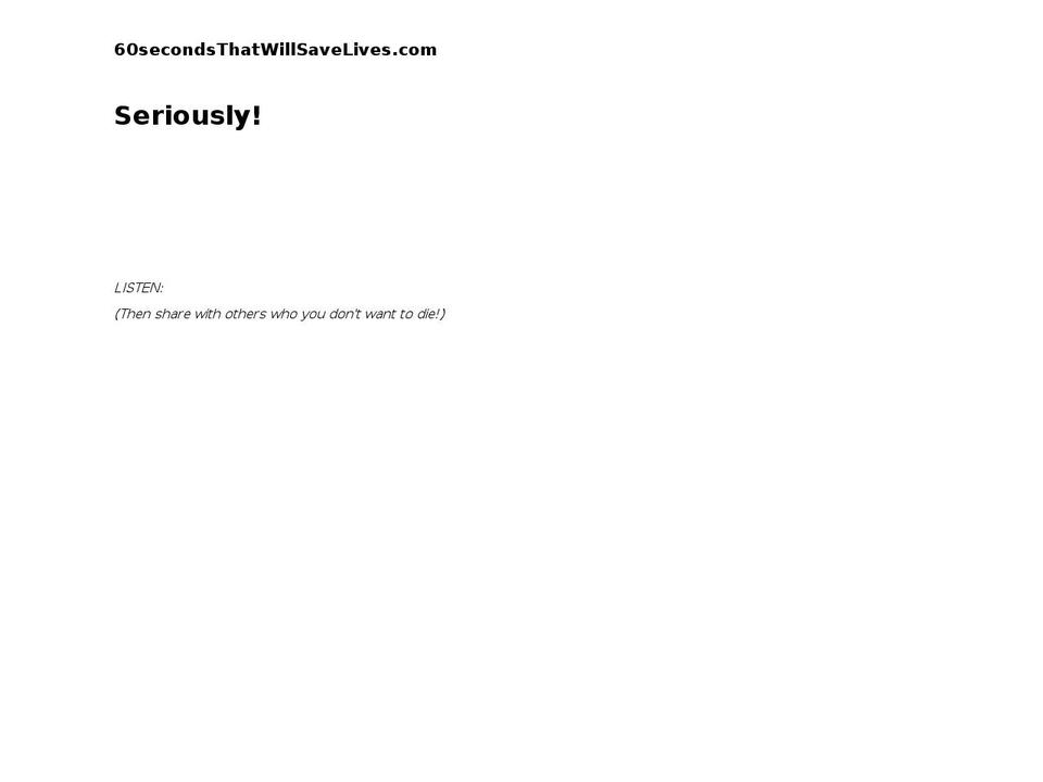 60secondsthatwillsavelives.com — Shopify storefront screenshot