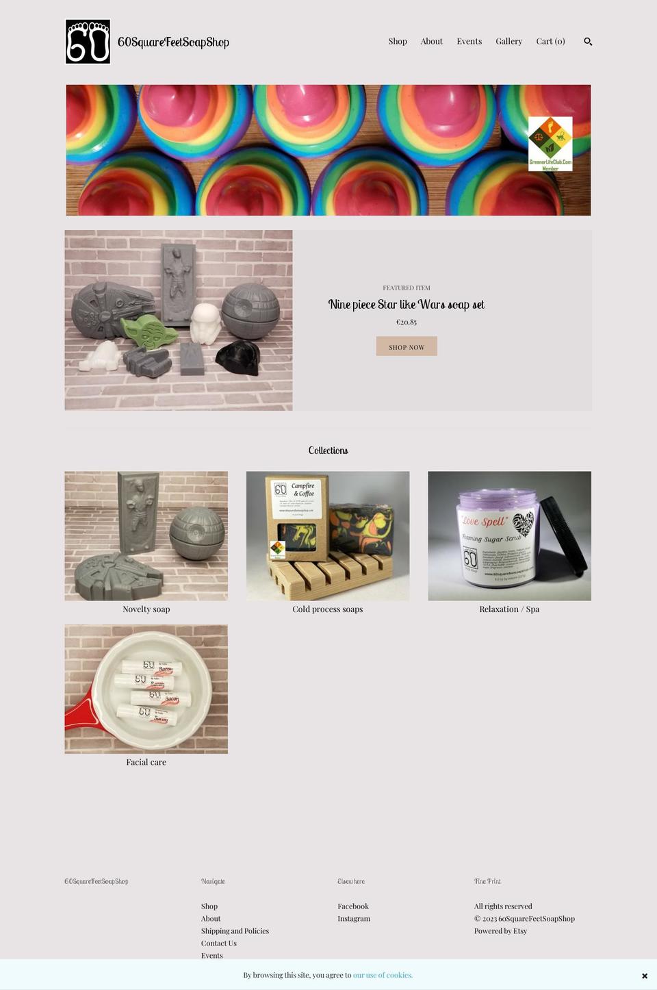 60squarefeetsoapshop.com — Shopify storefront screenshot