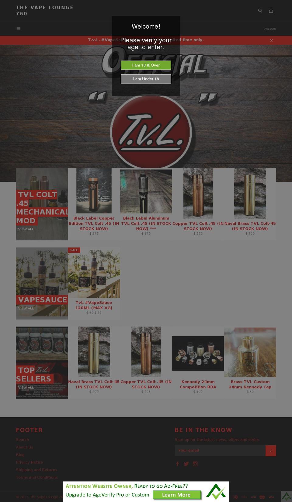 619vape.com shopify website screenshot