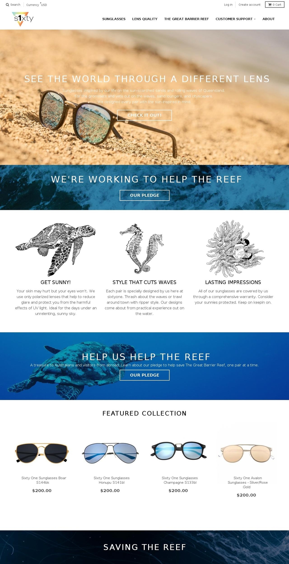 61sunglasses.com shopify website screenshot