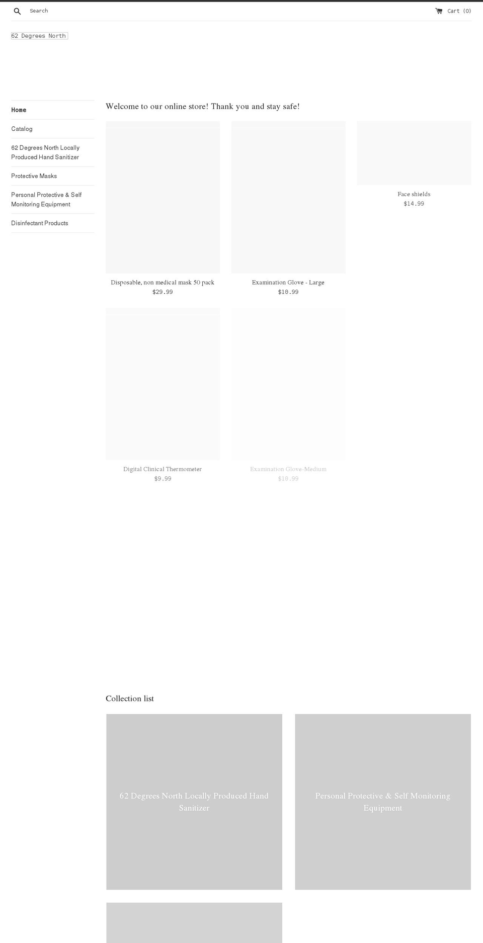 62-degrees-north.myshopify.com shopify website screenshot