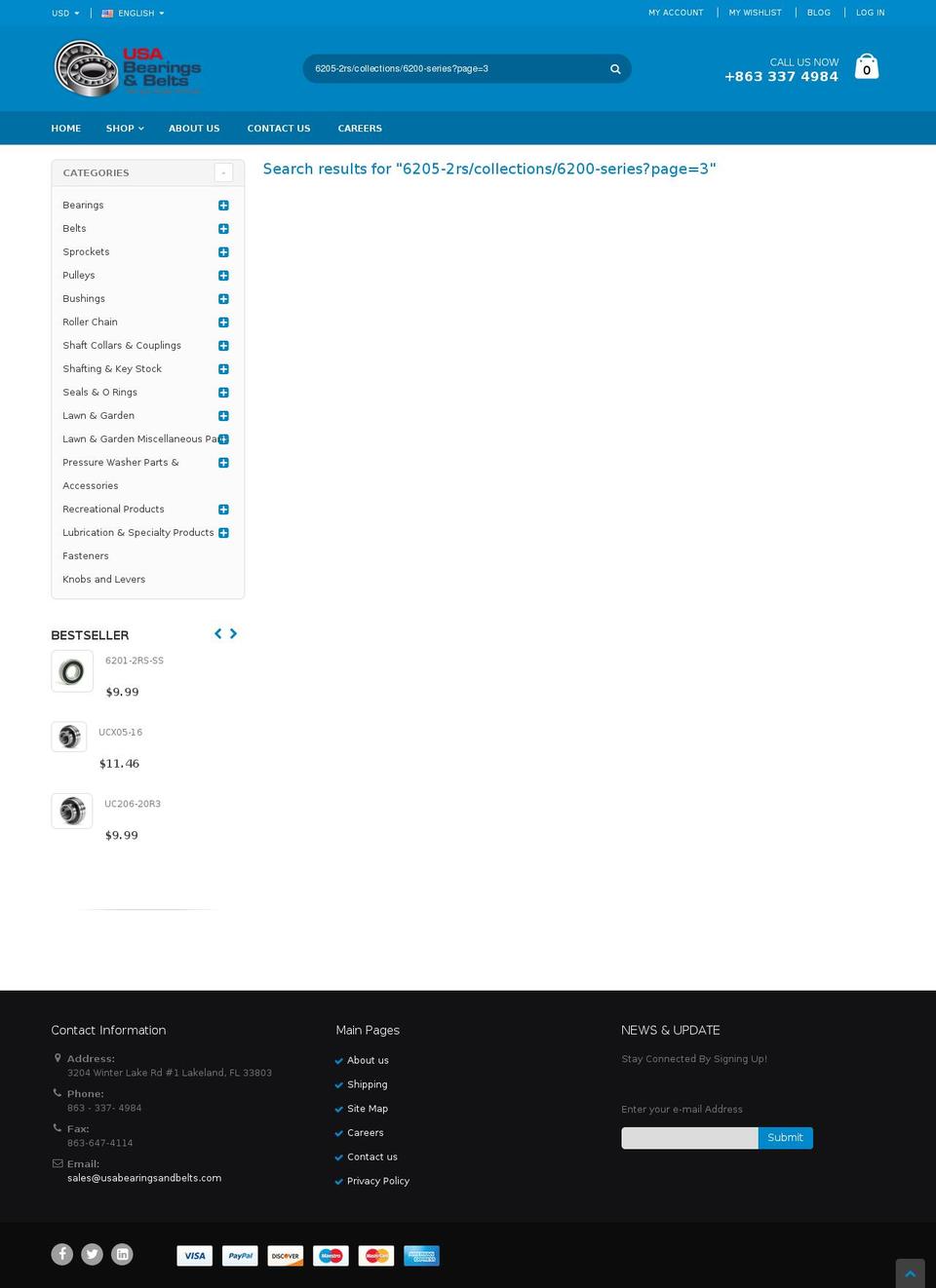porto-live Shopify theme site example 6203bearings.com