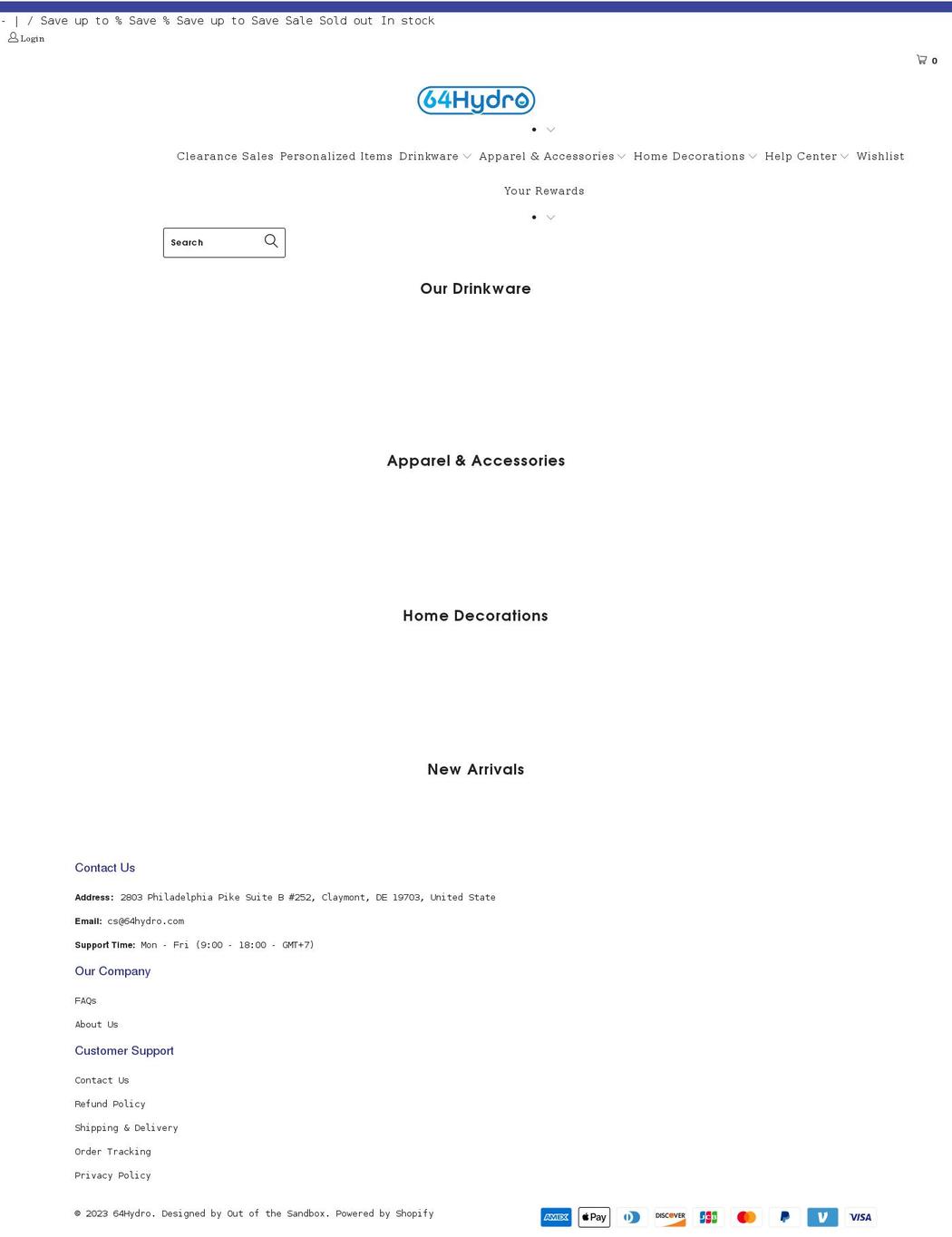 64hydro.com shopify website screenshot