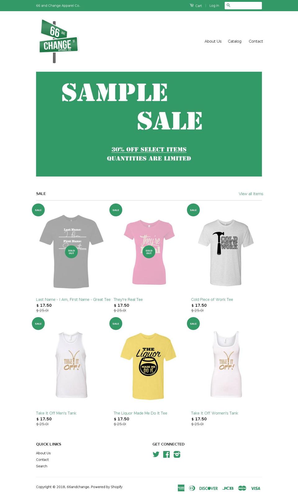 66andchange.com — Shopify storefront screenshot