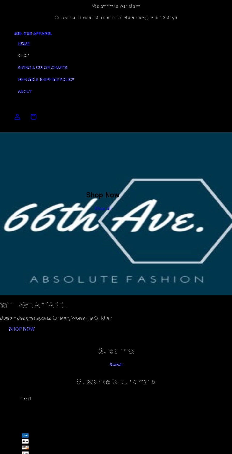 66thaveapparel.com shopify website screenshot