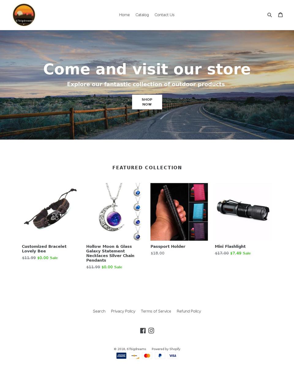 67bigdreams.com — Shopify storefront screenshot