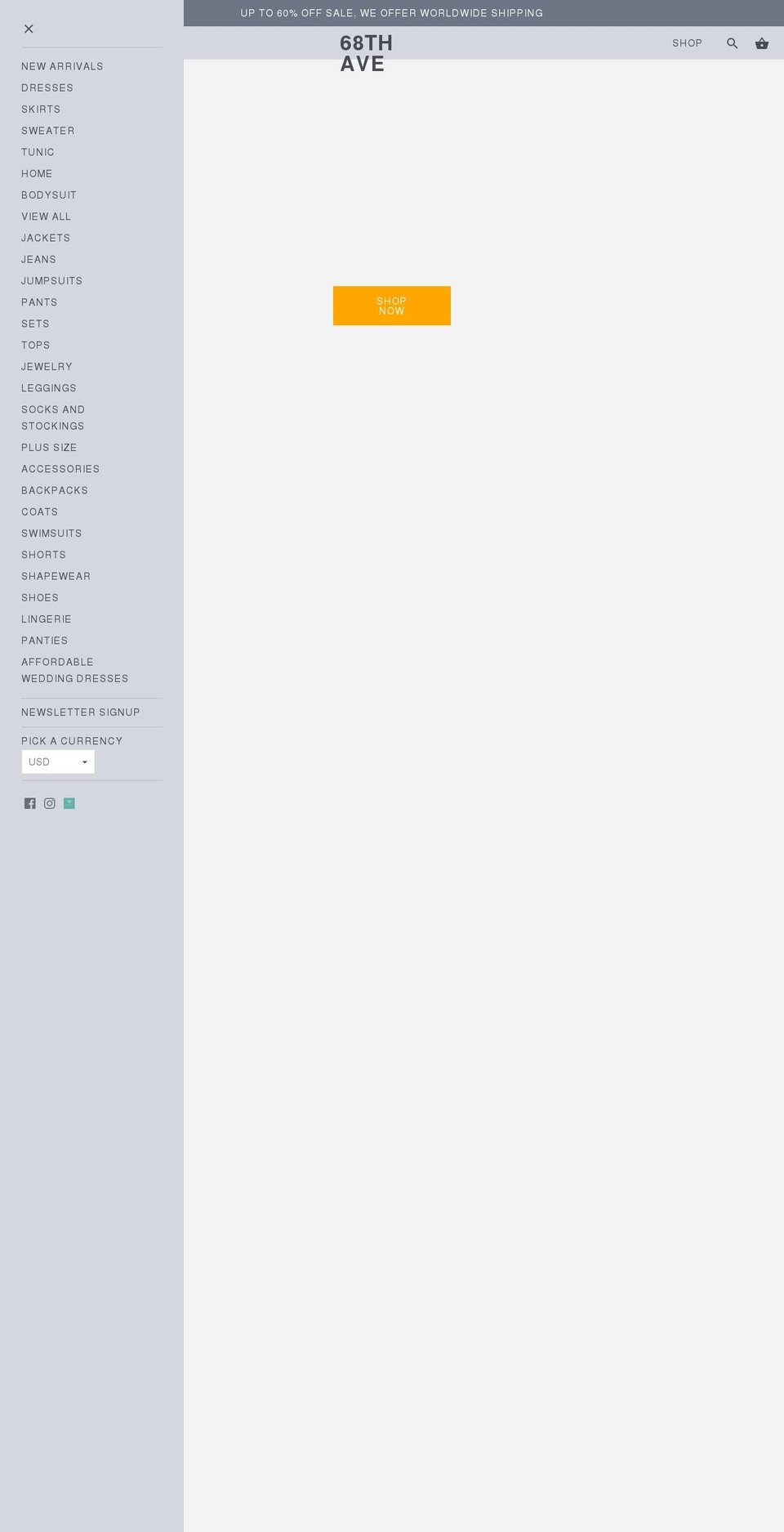 68thave.com shopify website screenshot