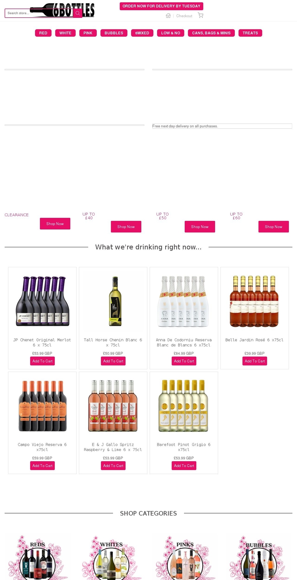 6bottles.com shopify website screenshot