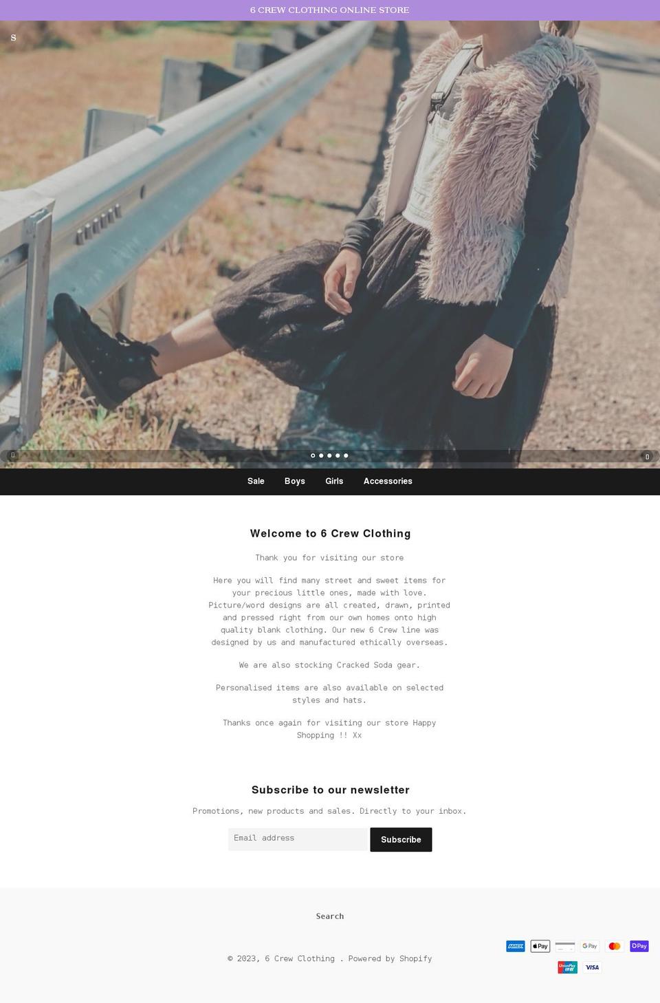 6crewclothing.com shopify website screenshot