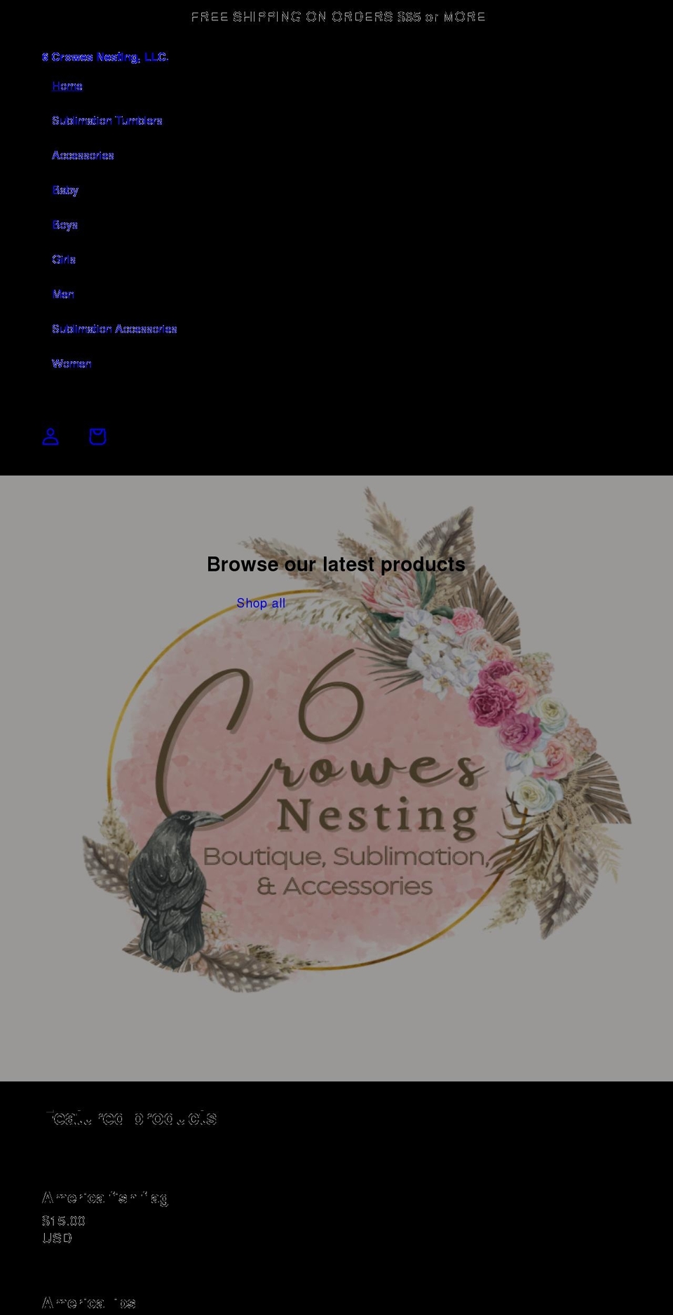 6crowesnesting.com shopify website screenshot