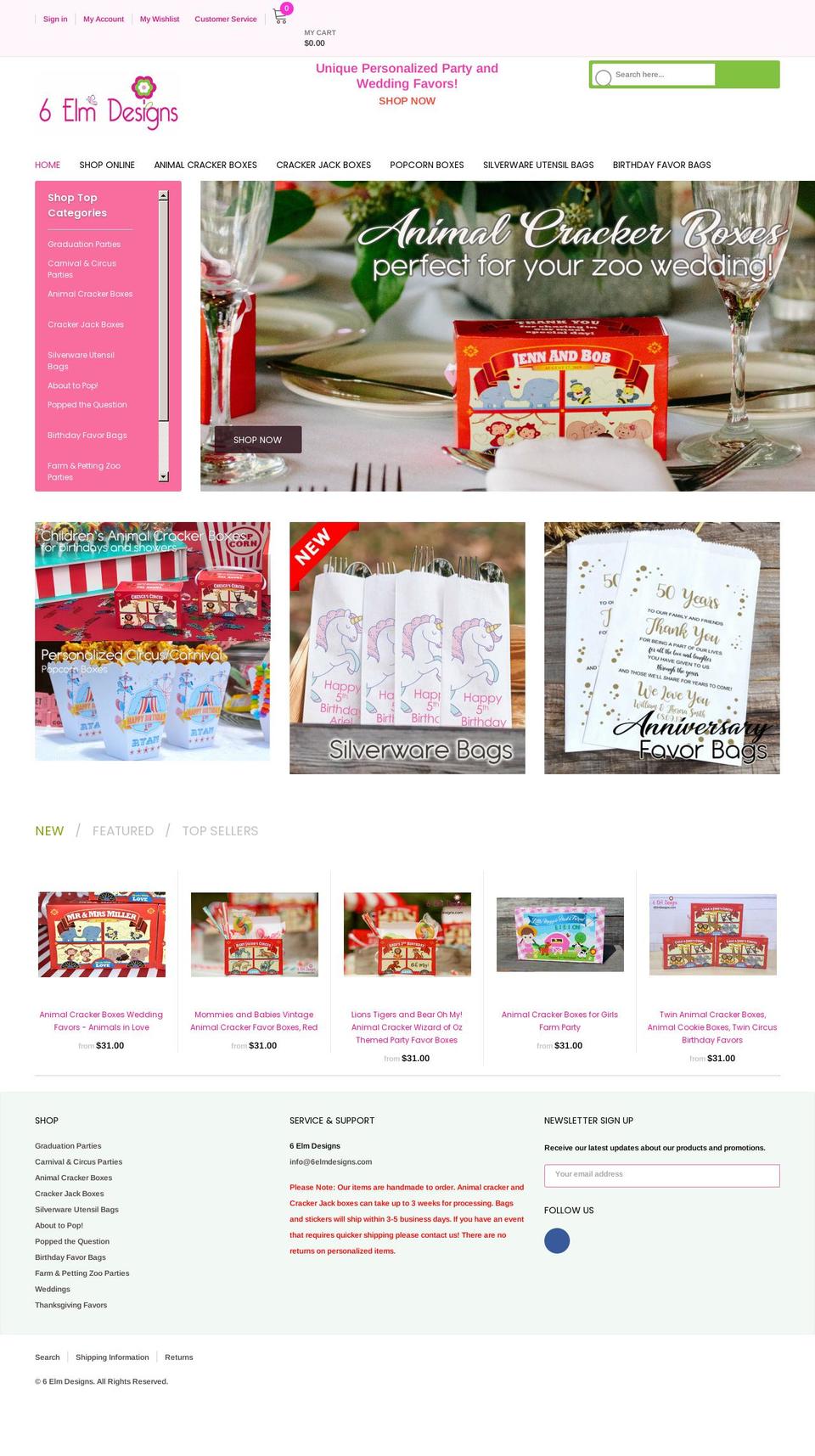 6elmdesigns.com shopify website screenshot