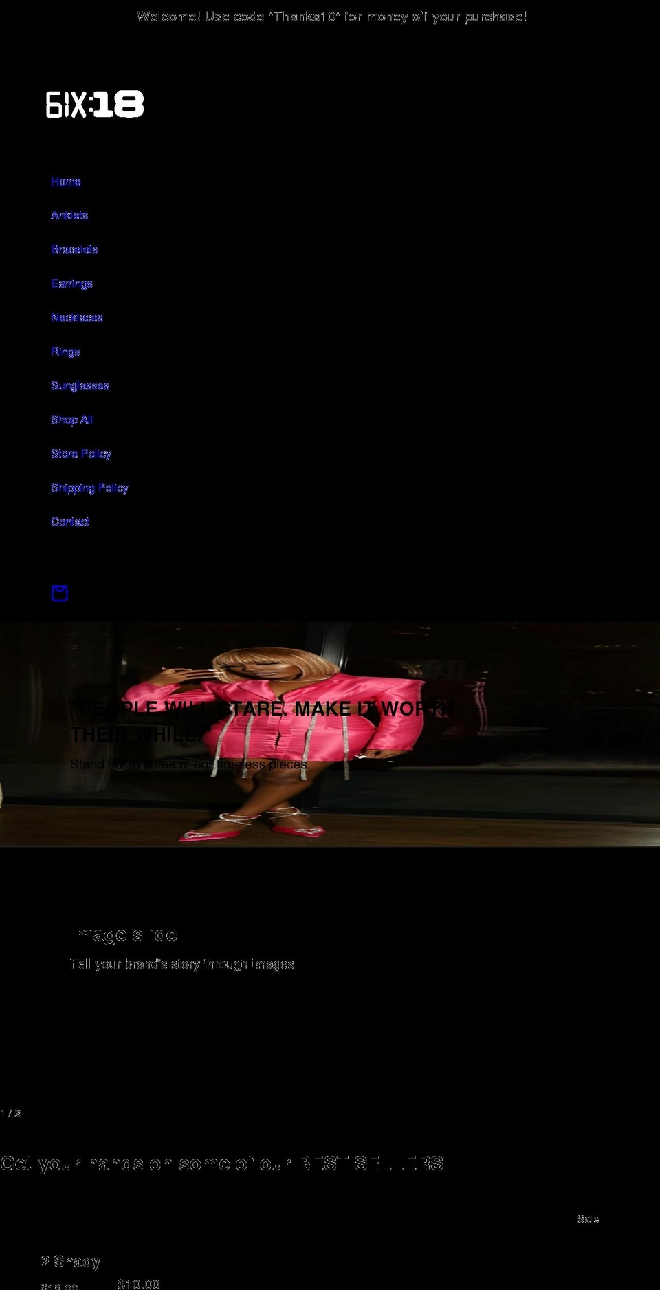 6ixeighteen.com shopify website screenshot