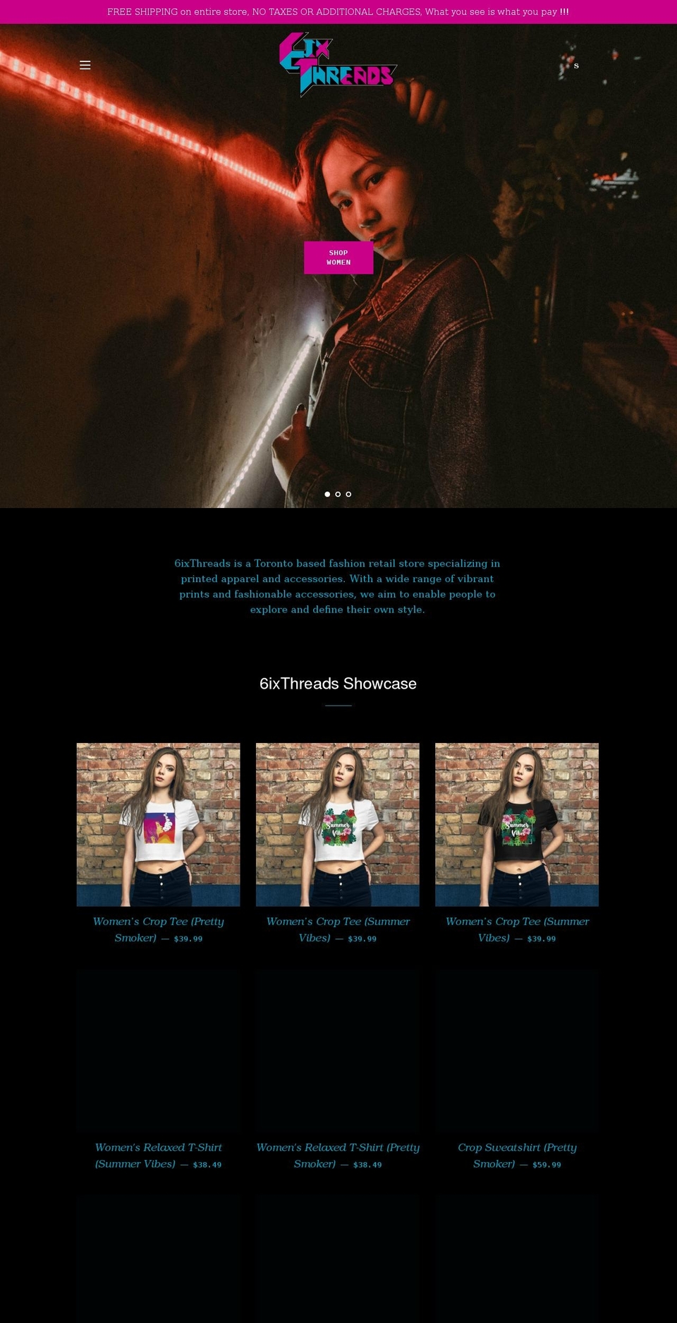 6ixthreads.com shopify website screenshot