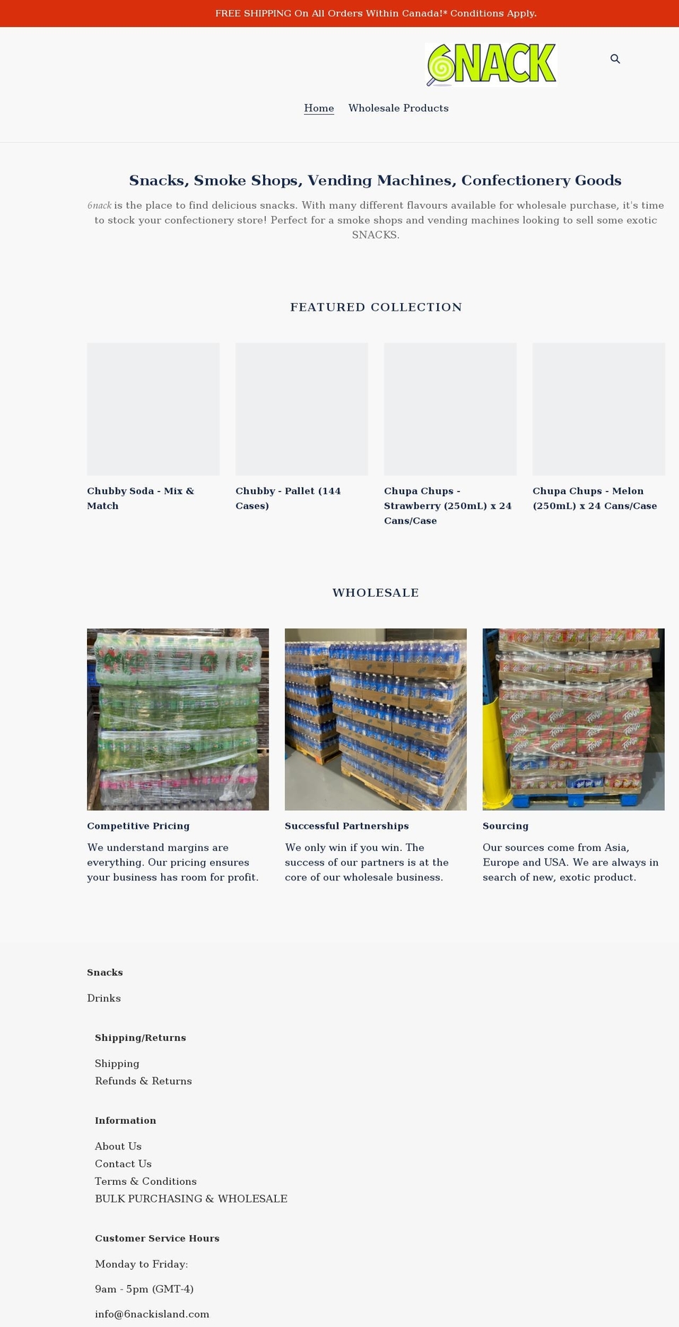 6nackisland.com shopify website screenshot