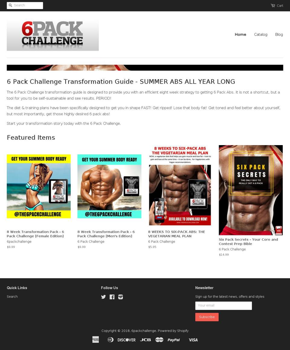 6packchallenges.com — Shopify storefront screenshot