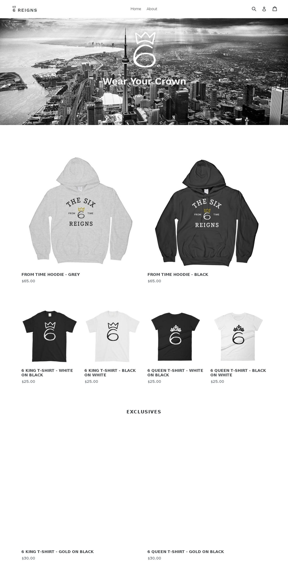 6reigns.com — Shopify storefront screenshot