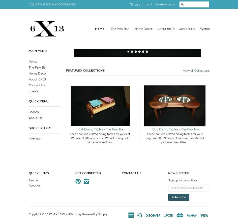 6x13woodworking.com shopify website screenshot