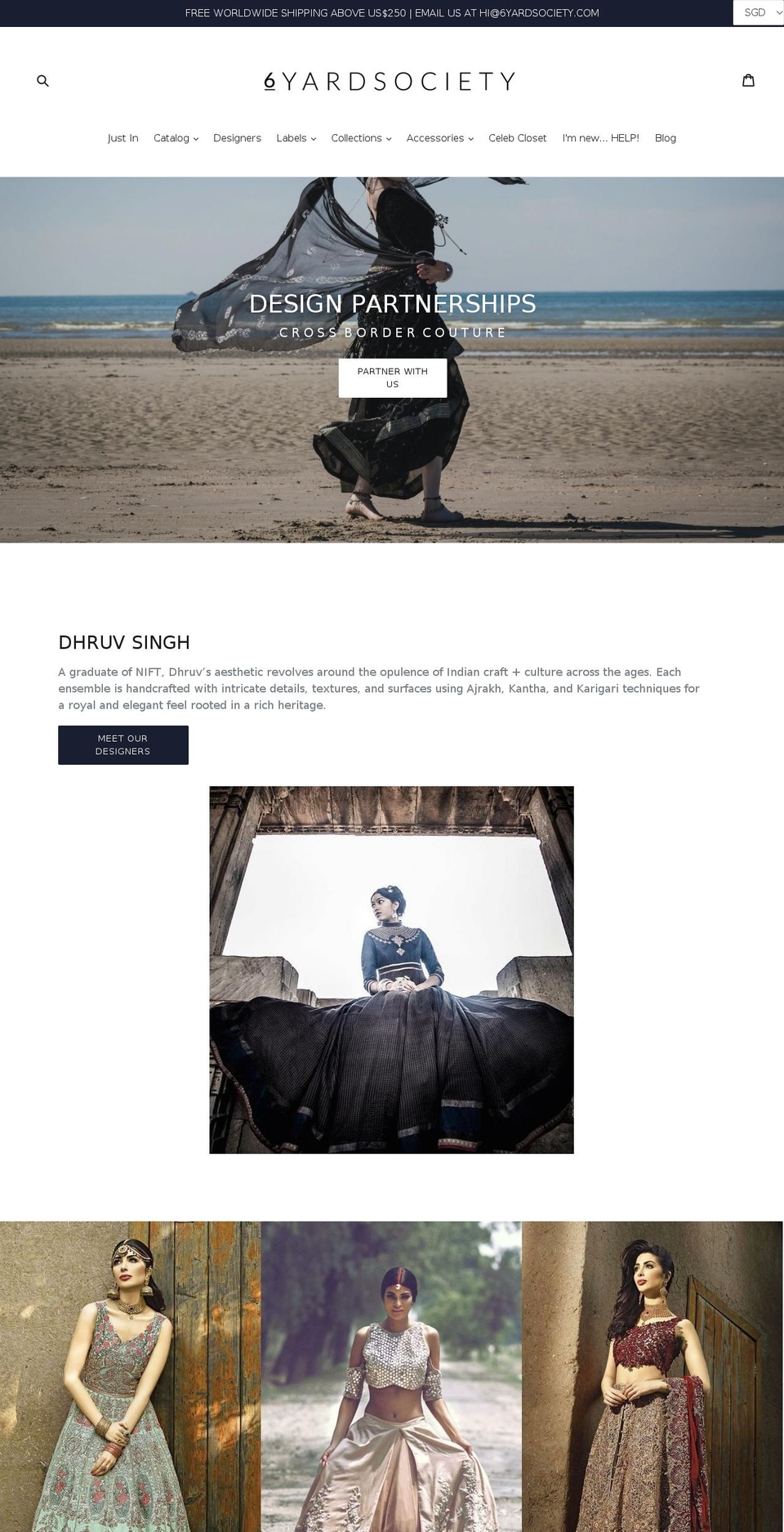 6yardsociety.com — Shopify storefront screenshot