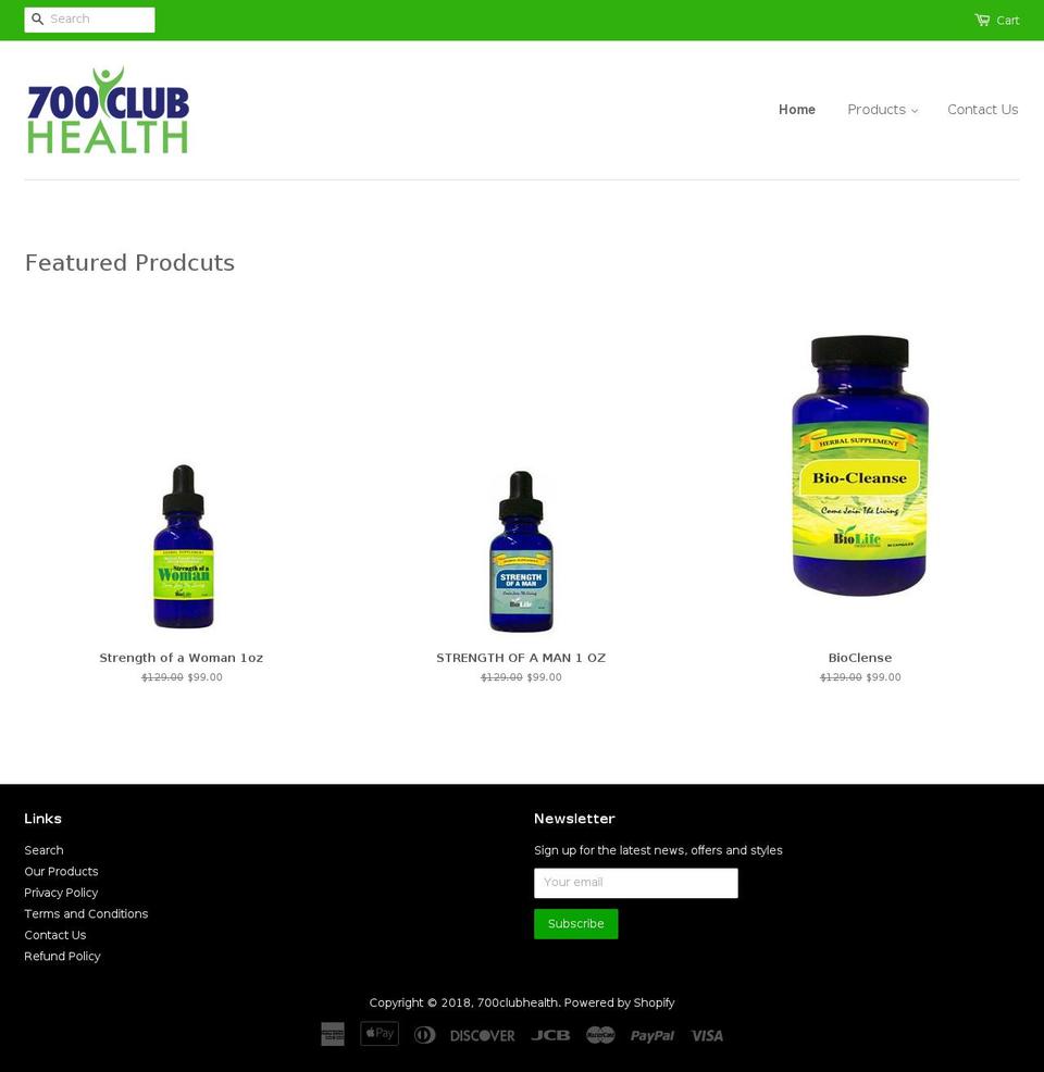 700clubhealth.com — Shopify storefront screenshot