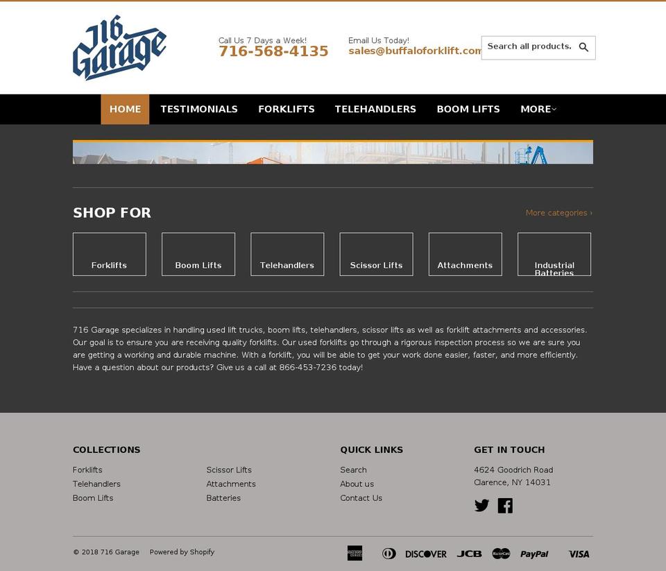 716garage.com — Shopify storefront screenshot
