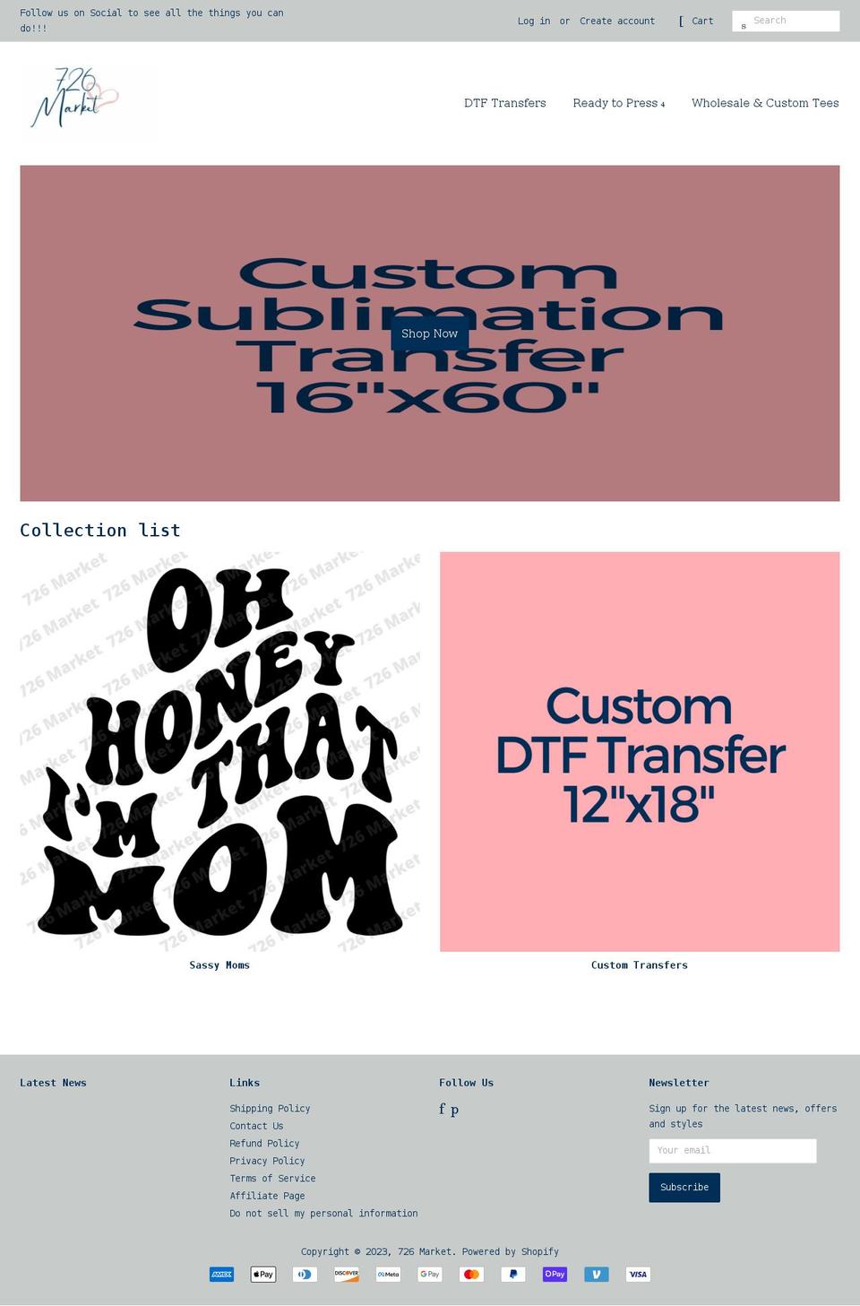 726market.com shopify website screenshot