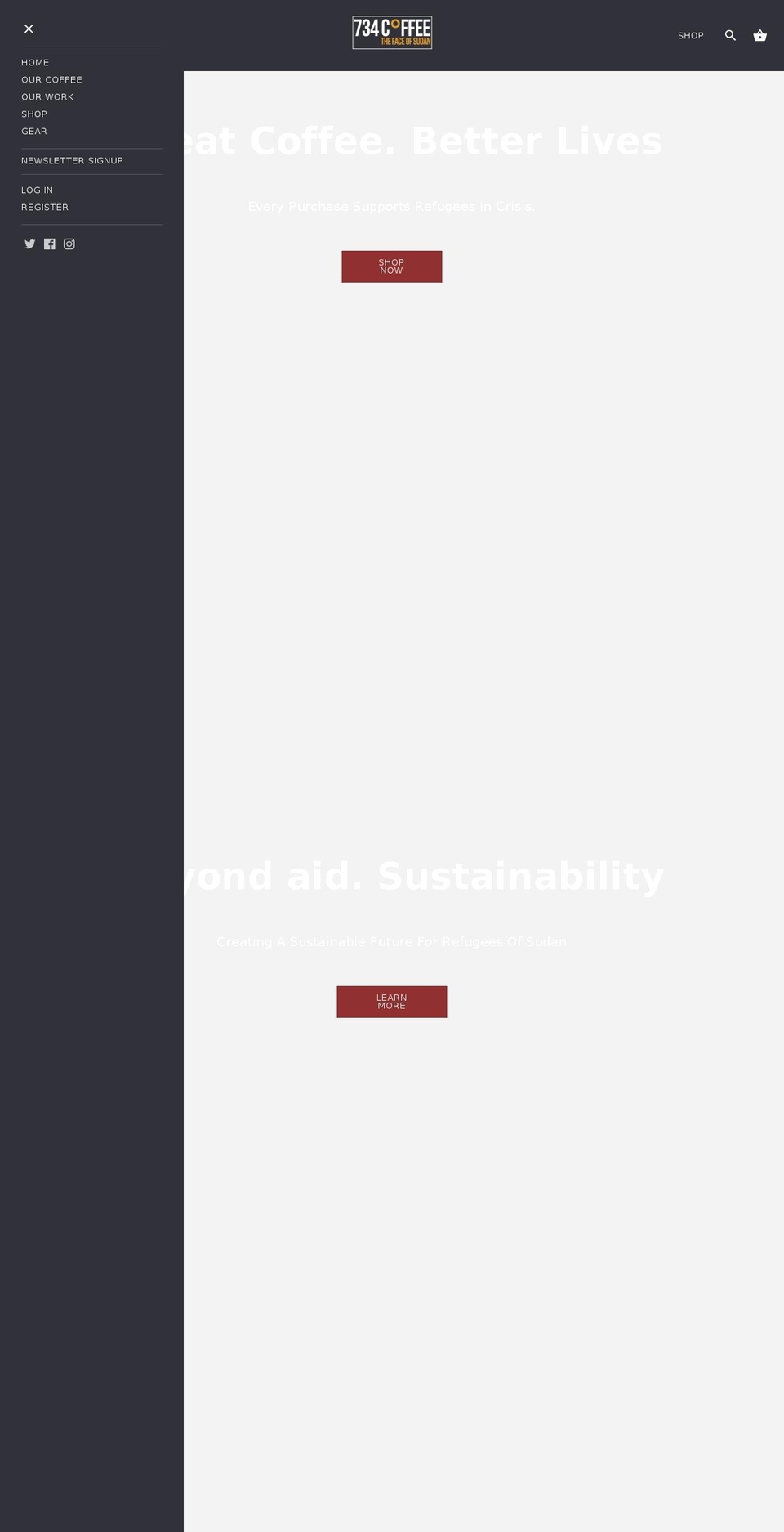 734coffee.com shopify website screenshot