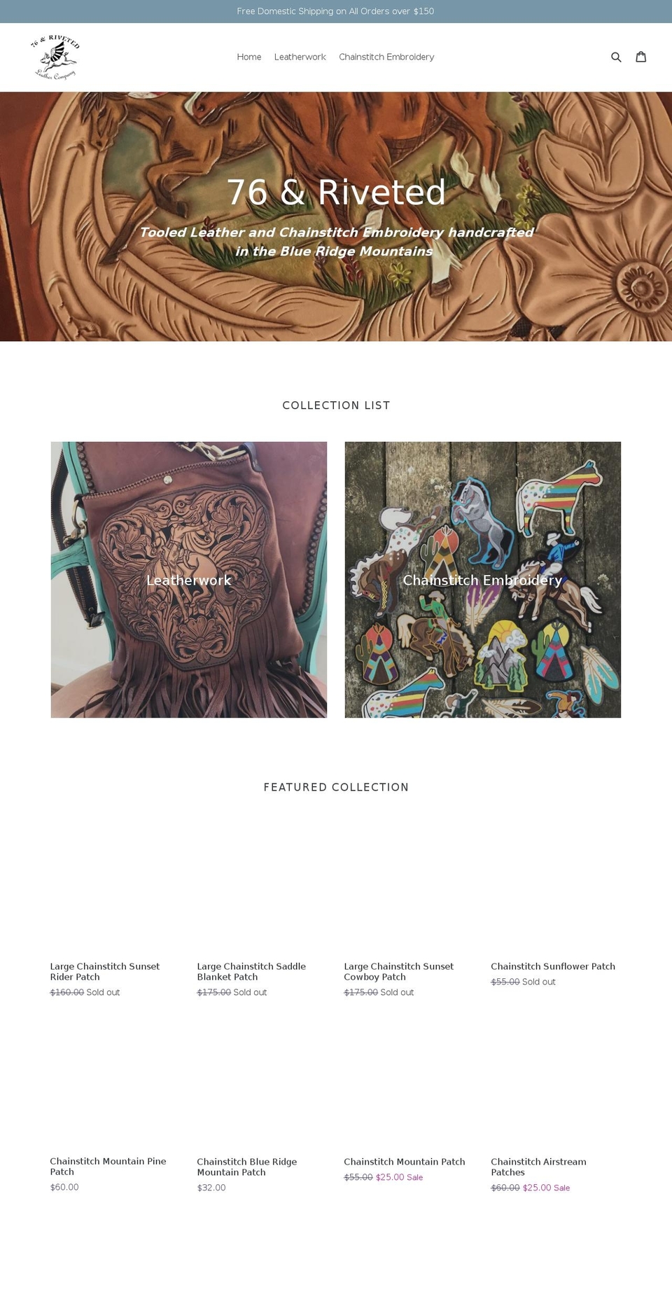 76andriveted.com shopify website screenshot