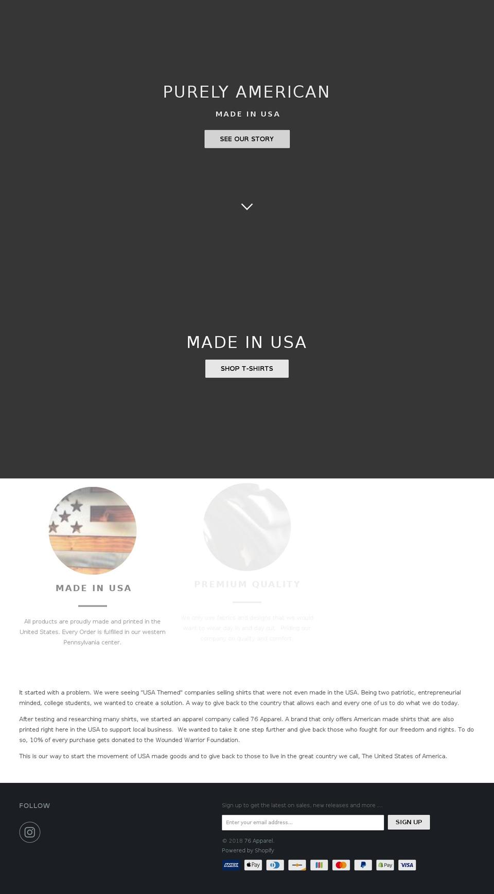 76apparel.com — Shopify storefront screenshot
