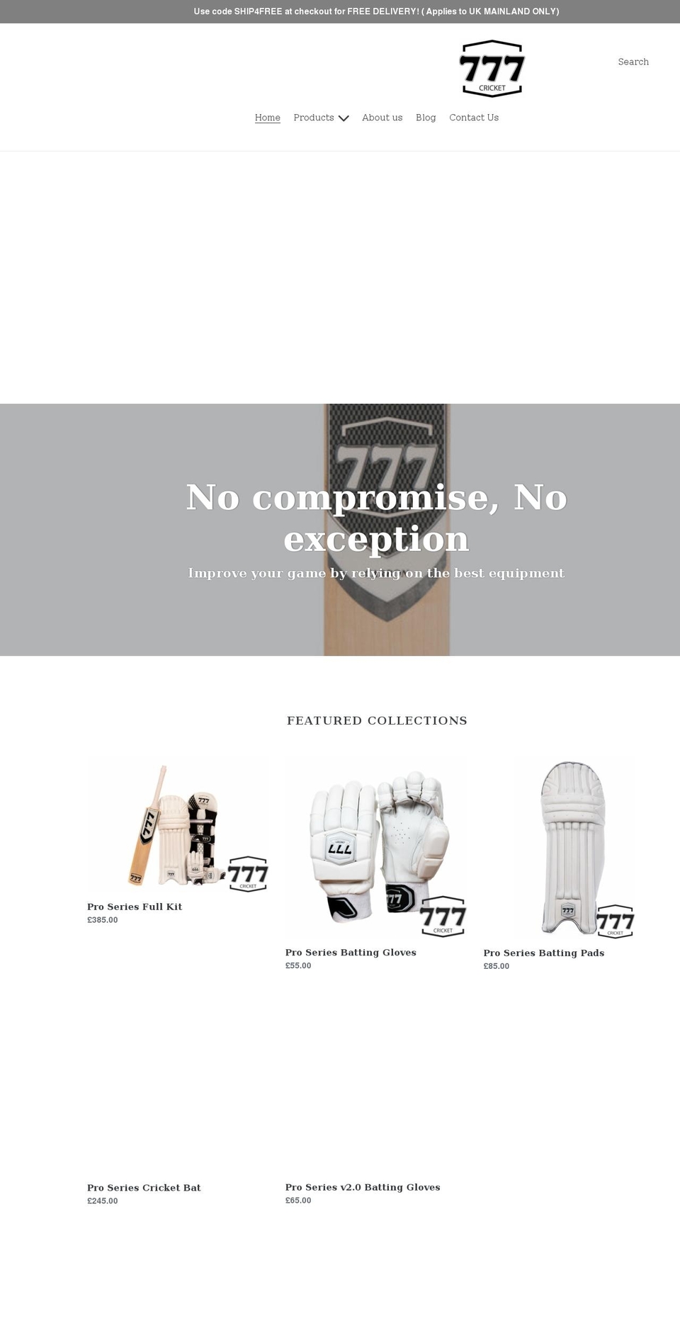 777cricket.com shopify website screenshot