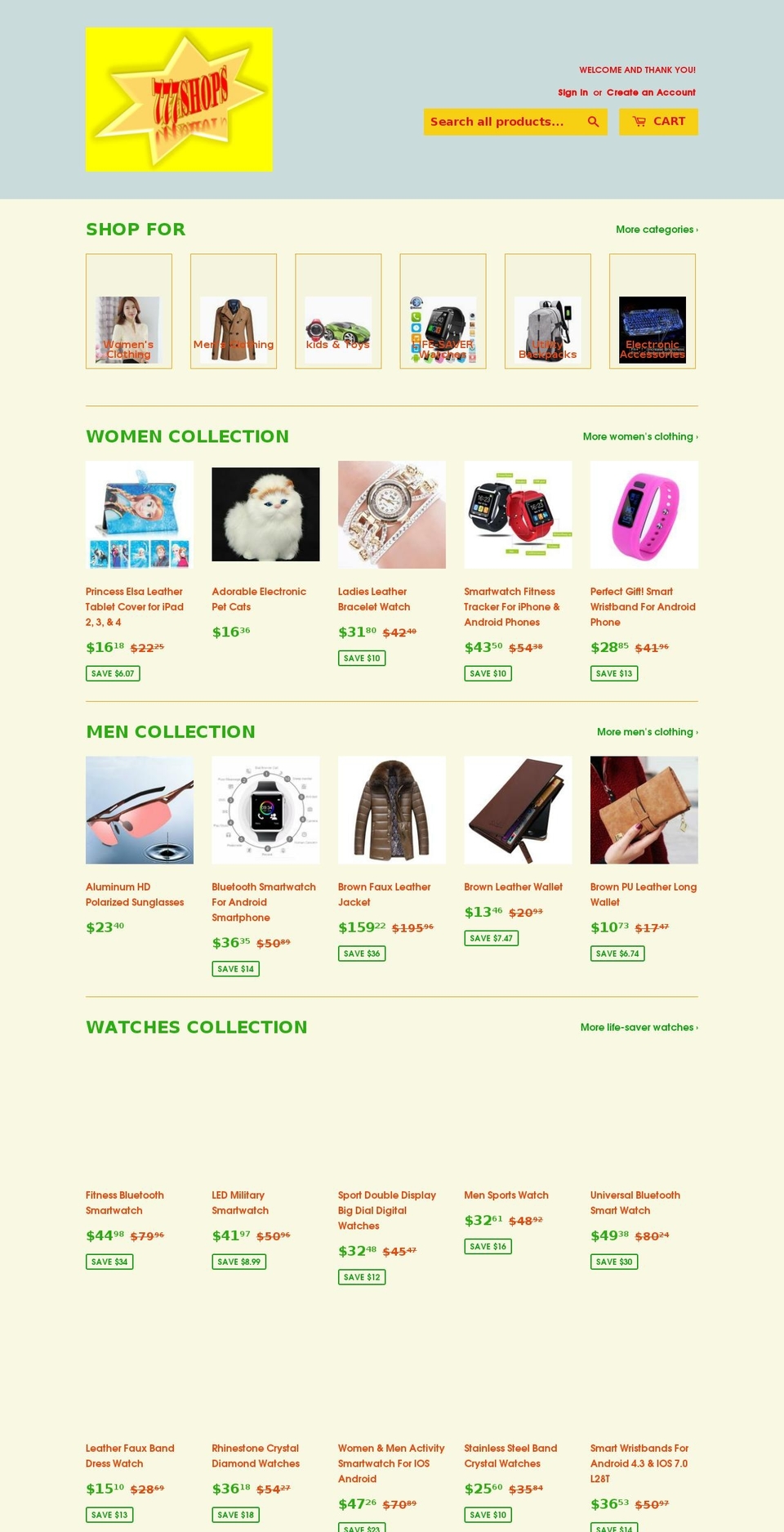 777shops.com — Shopify storefront screenshot