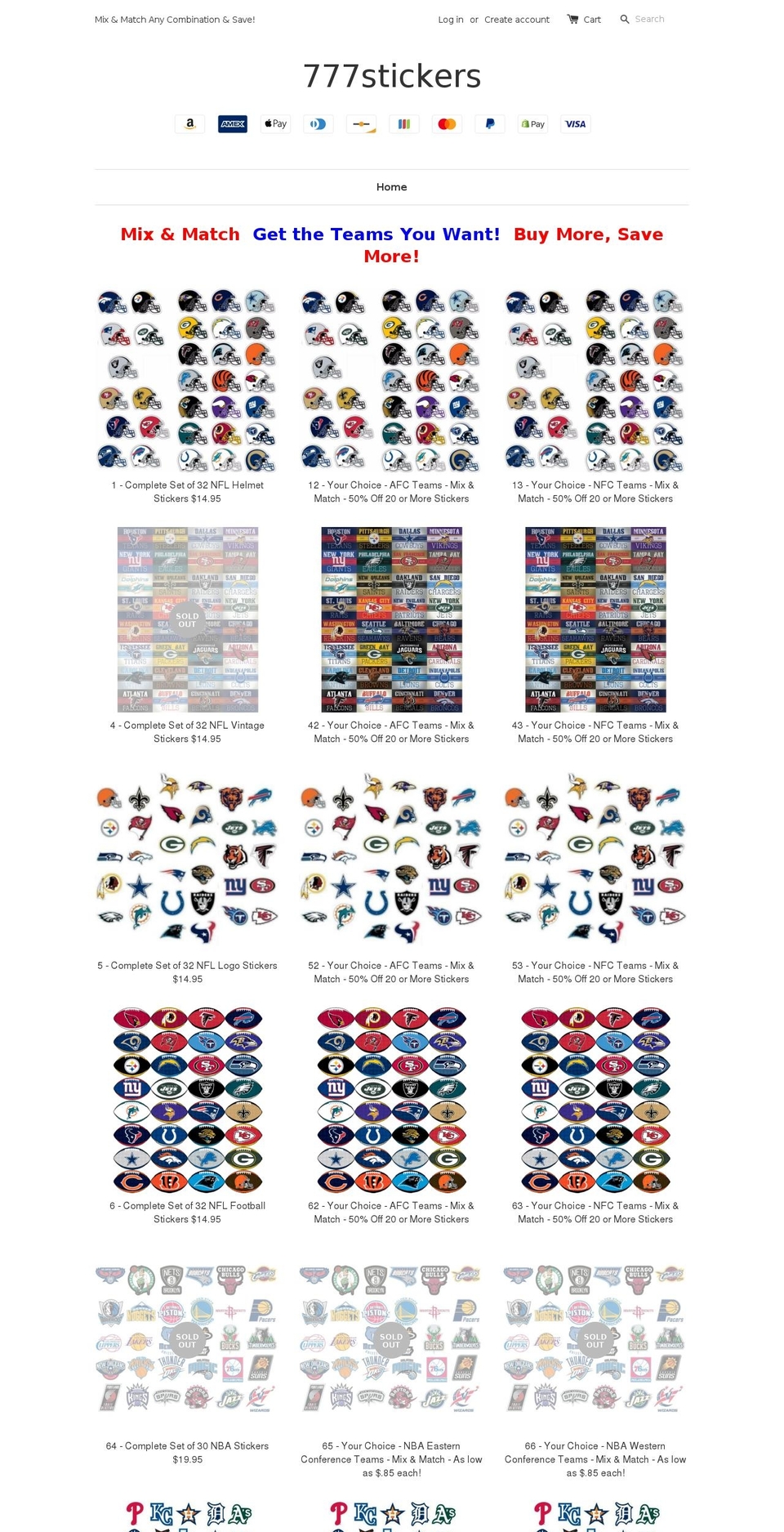 777stickers.com — Shopify storefront screenshot