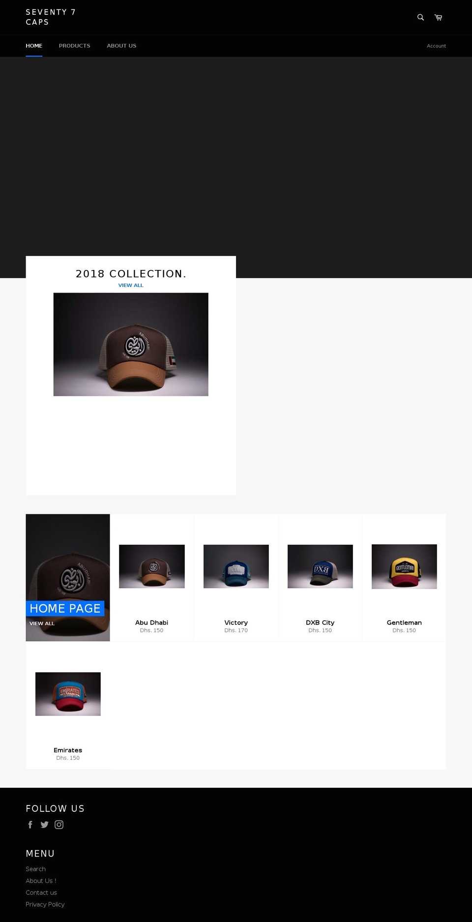 77caps.com — Shopify storefront screenshot