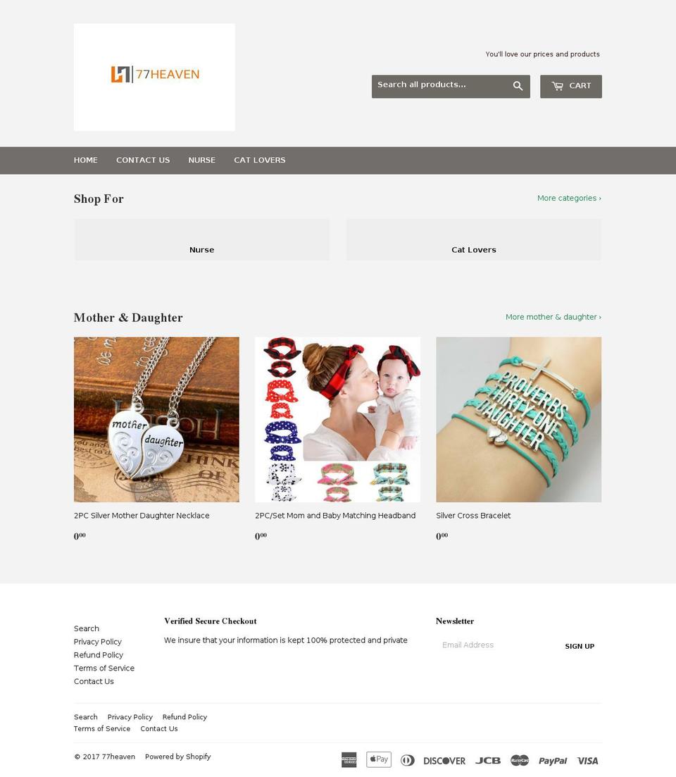 77heaven.com shopify website screenshot