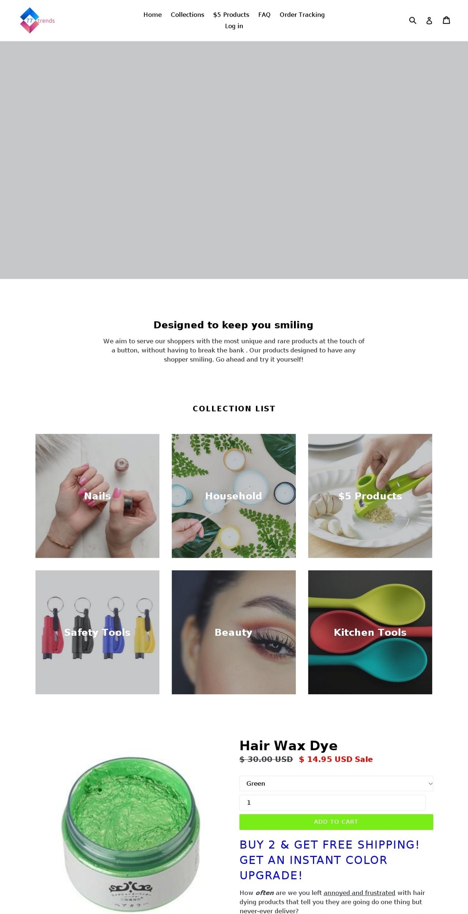 77trends.com shopify website screenshot