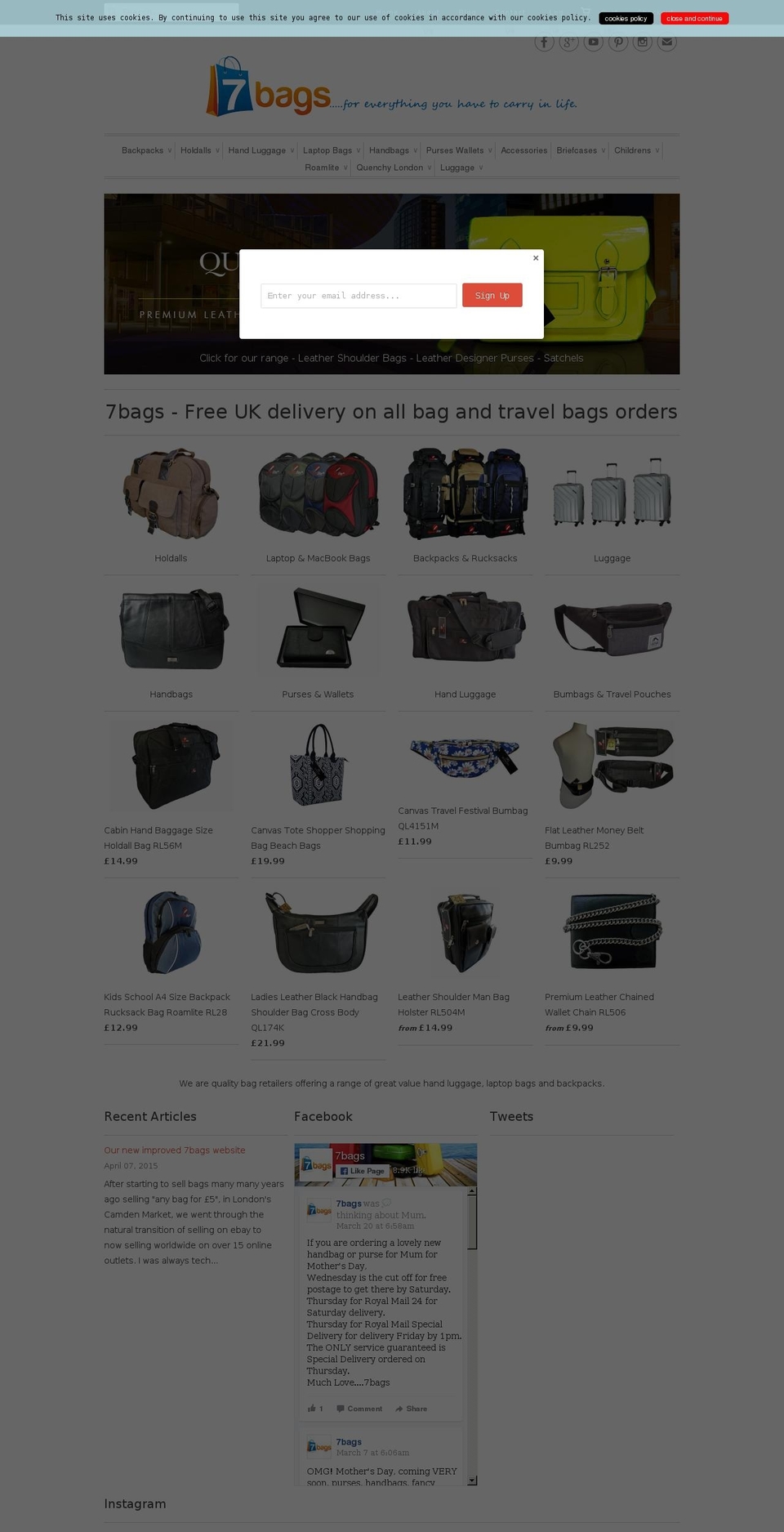 7bags.co.uk shopify website screenshot