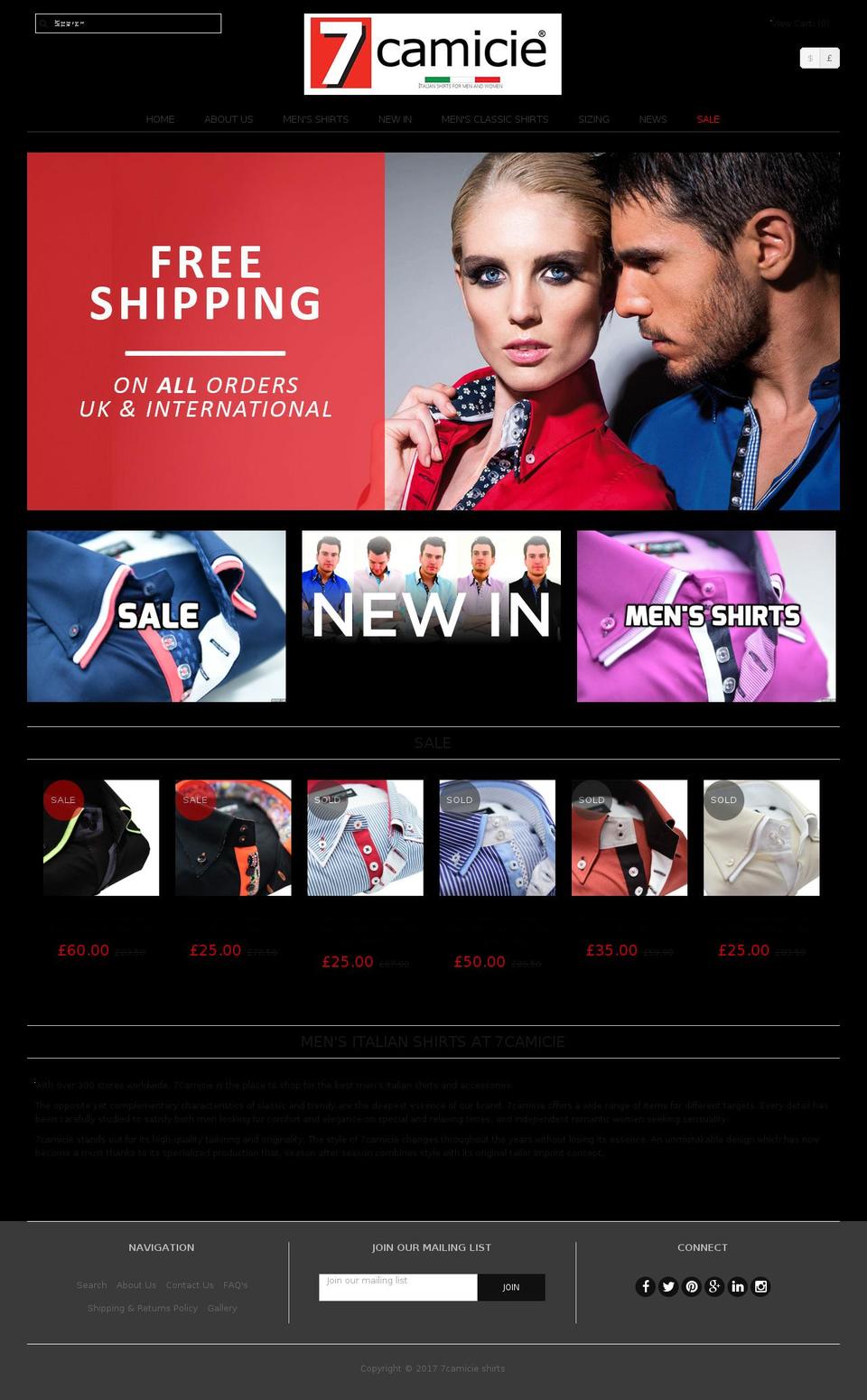 7camicieshirts.com shopify website screenshot