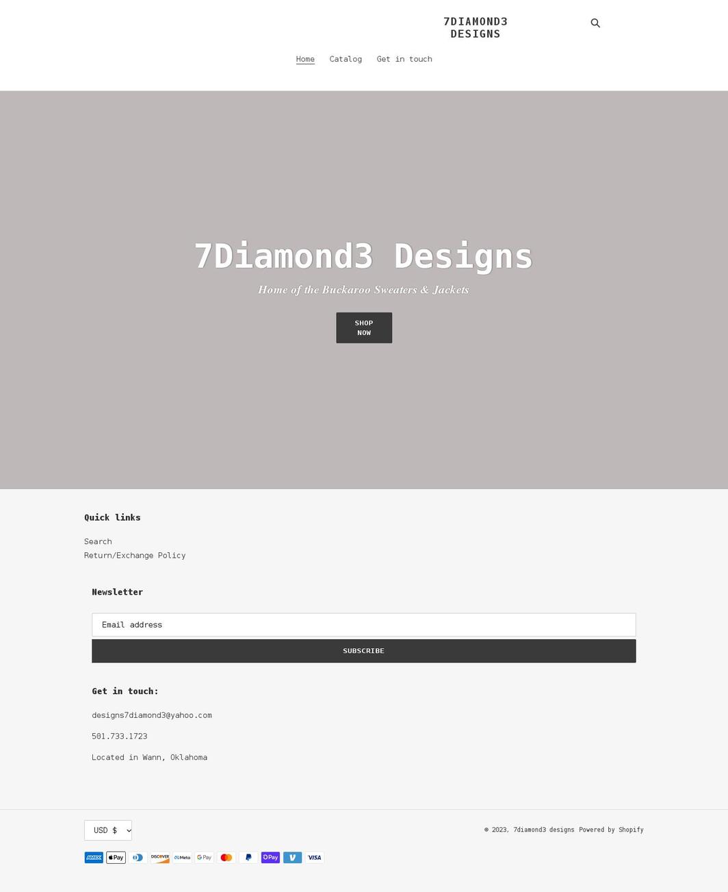 7diamond3designs.com shopify website screenshot