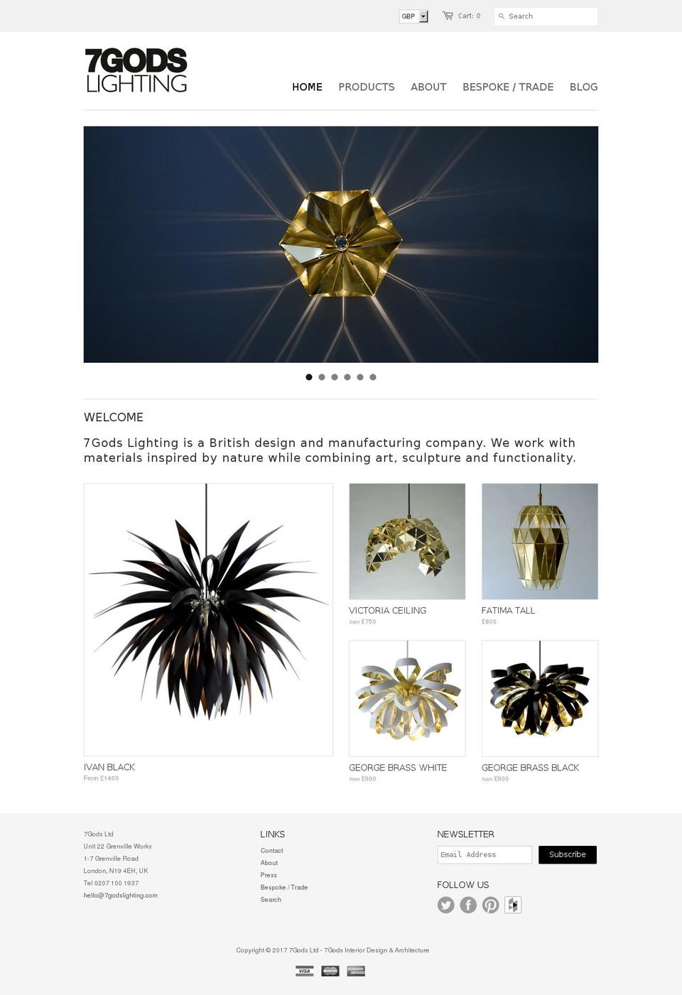 7godslighting.com shopify website screenshot