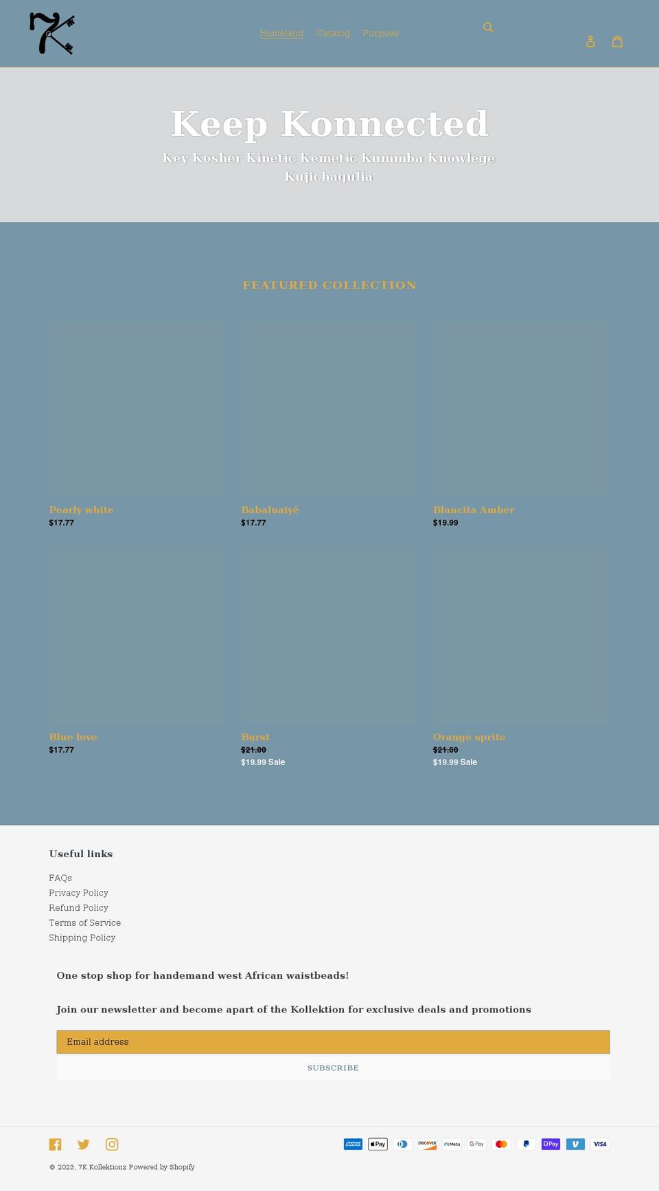 7kkollektionz.com shopify website screenshot