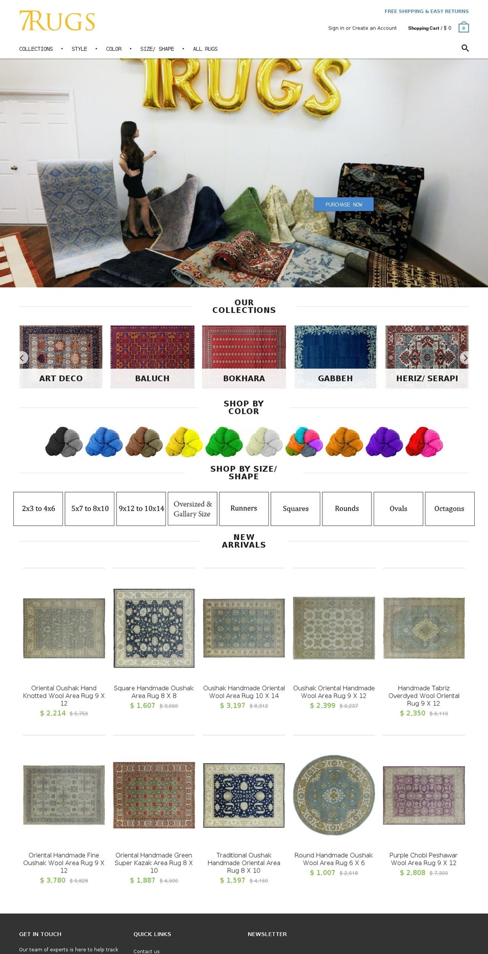 7rugs.com shopify website screenshot